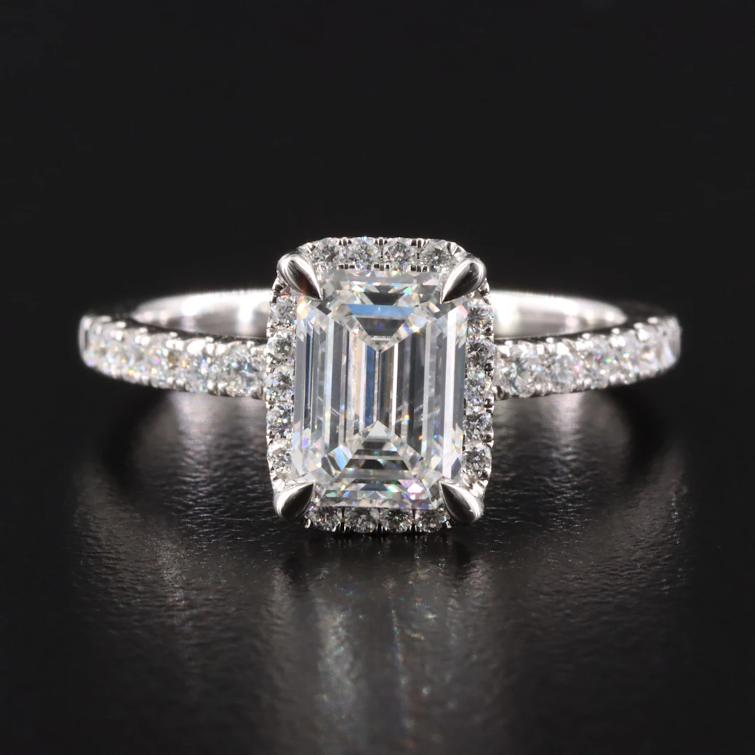 14K 1.95 CTW Lab Grown Diamond Ring with Halo and IGI Report