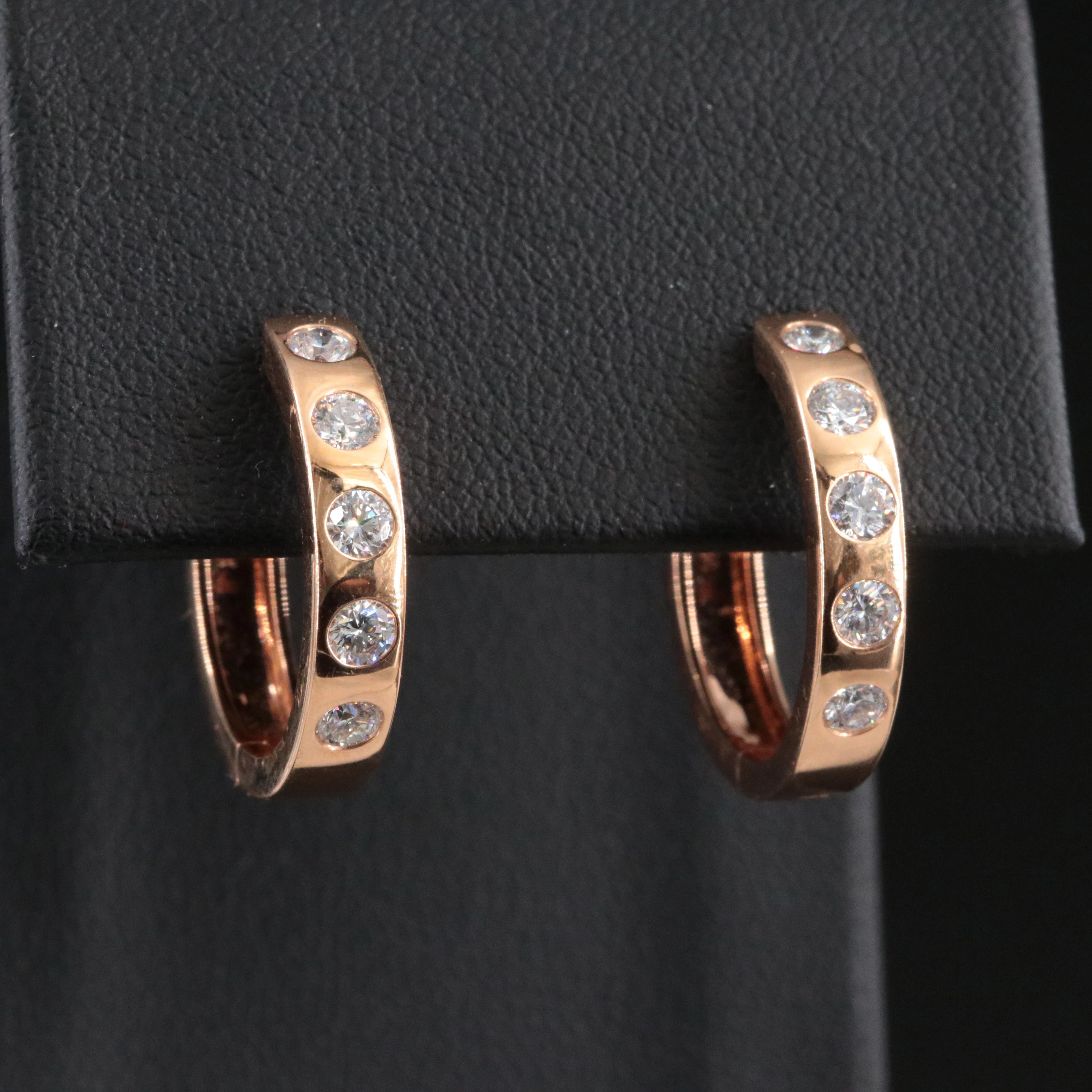 Penny Preville 18K Rose Gold Burnished 0.70 CTW Diamond Hoop Earrings