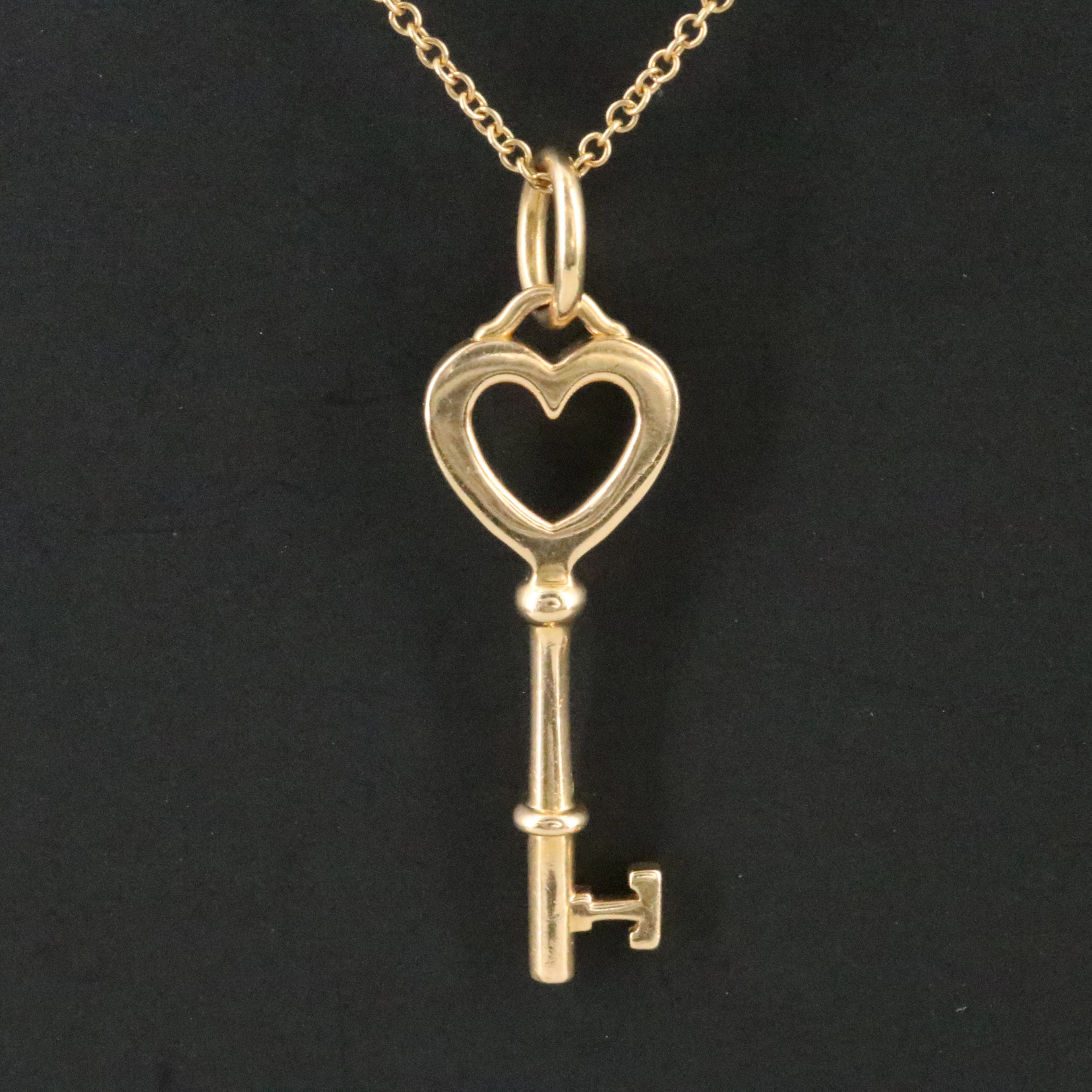 Tiffany & Co. 18K Heart Key Pendant Necklace