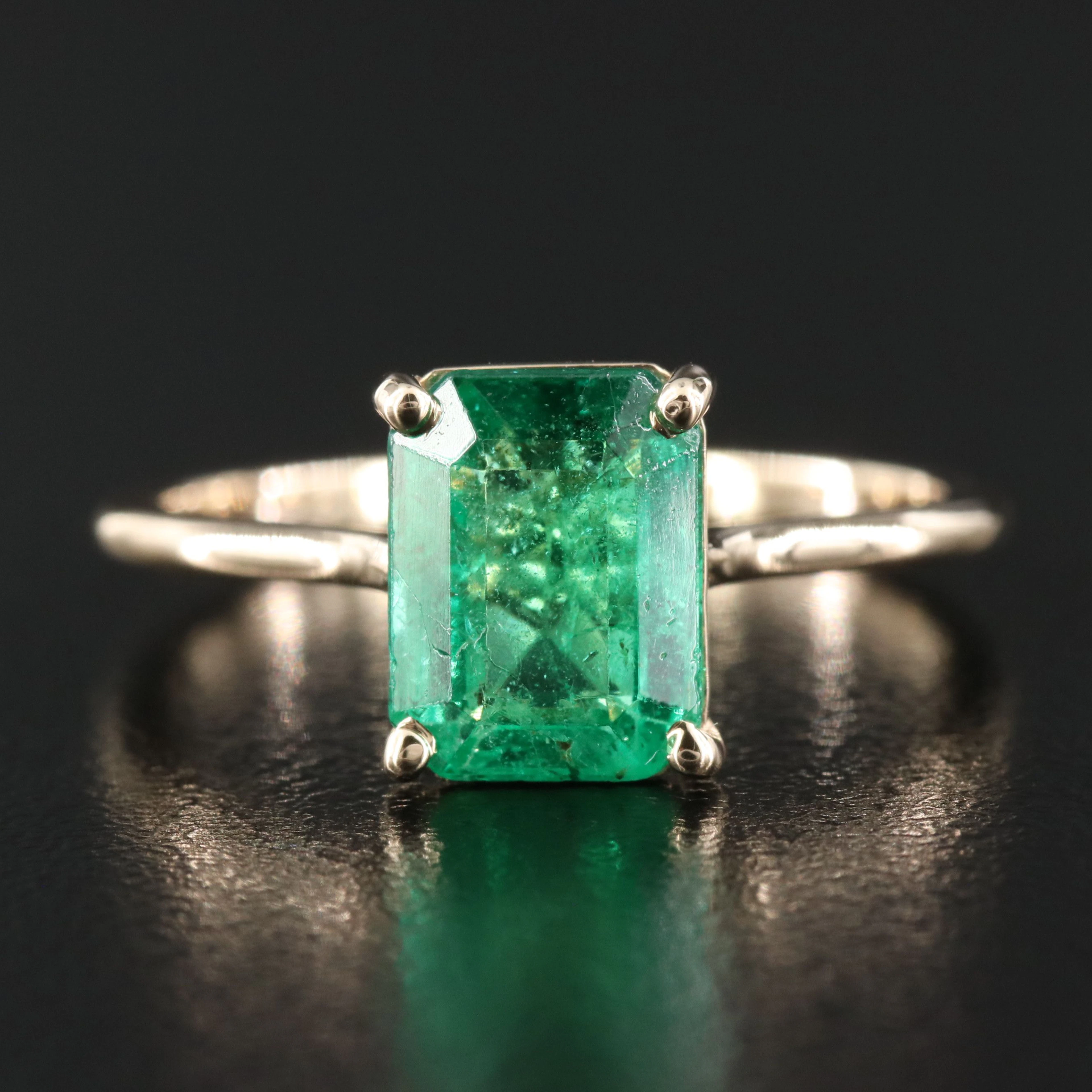 14K 1.82 CT Zambian Emerald Solitaire Ring with GIA Report