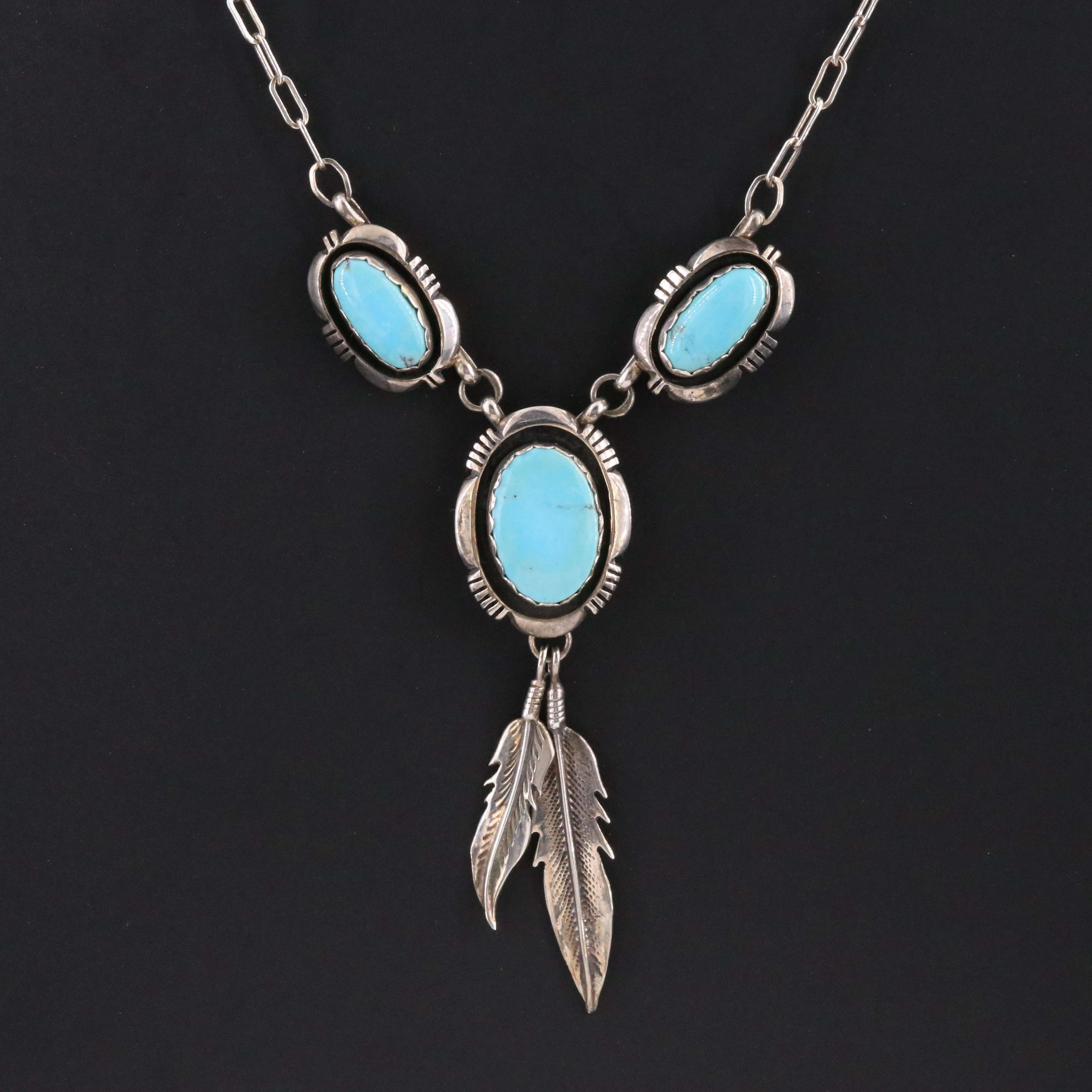 Leonard & Marian Nez Navajo Diné Sterling Turquoise Necklace