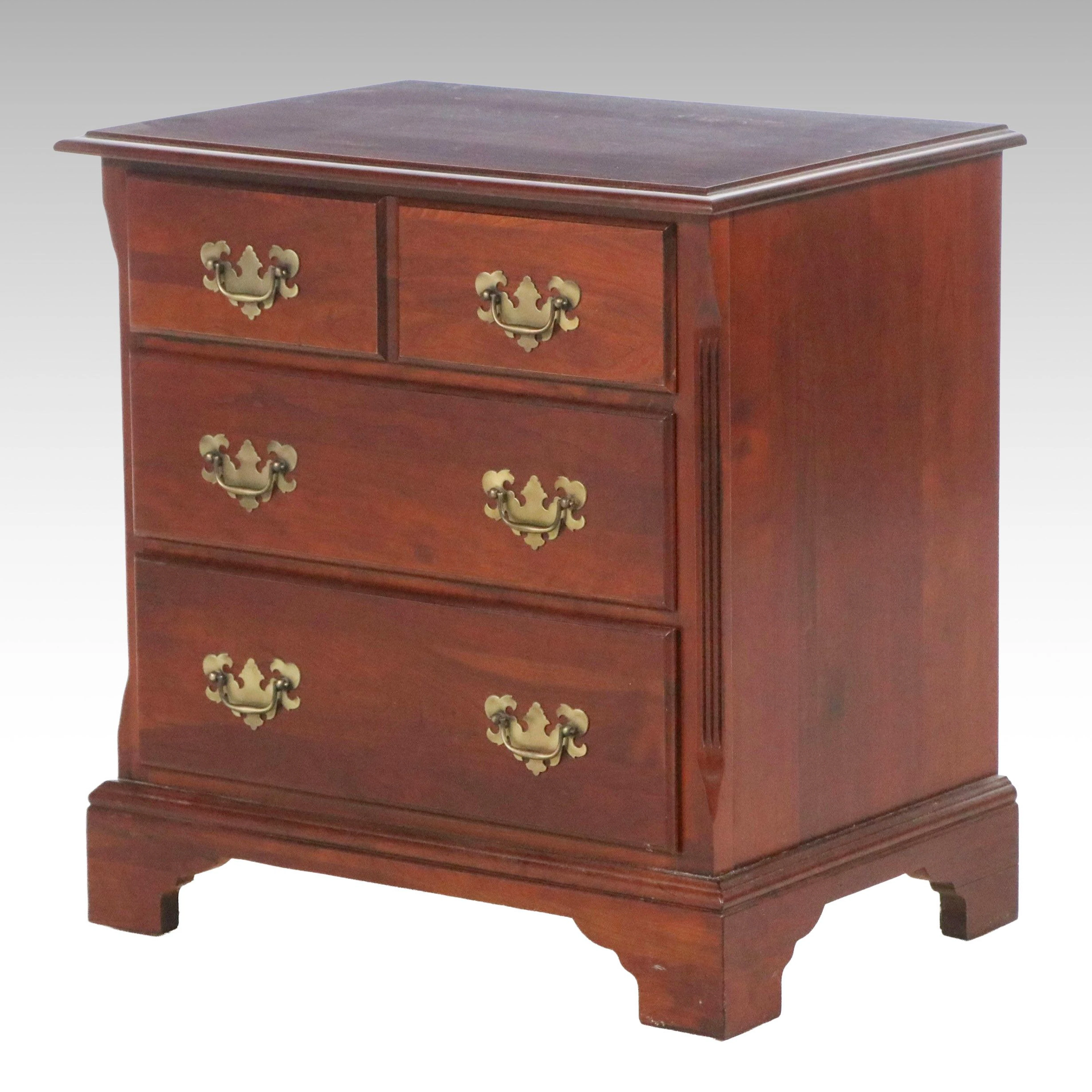 Chippendale Style Cherry Stained Four-Drawer Nightstand, Late 20th Century