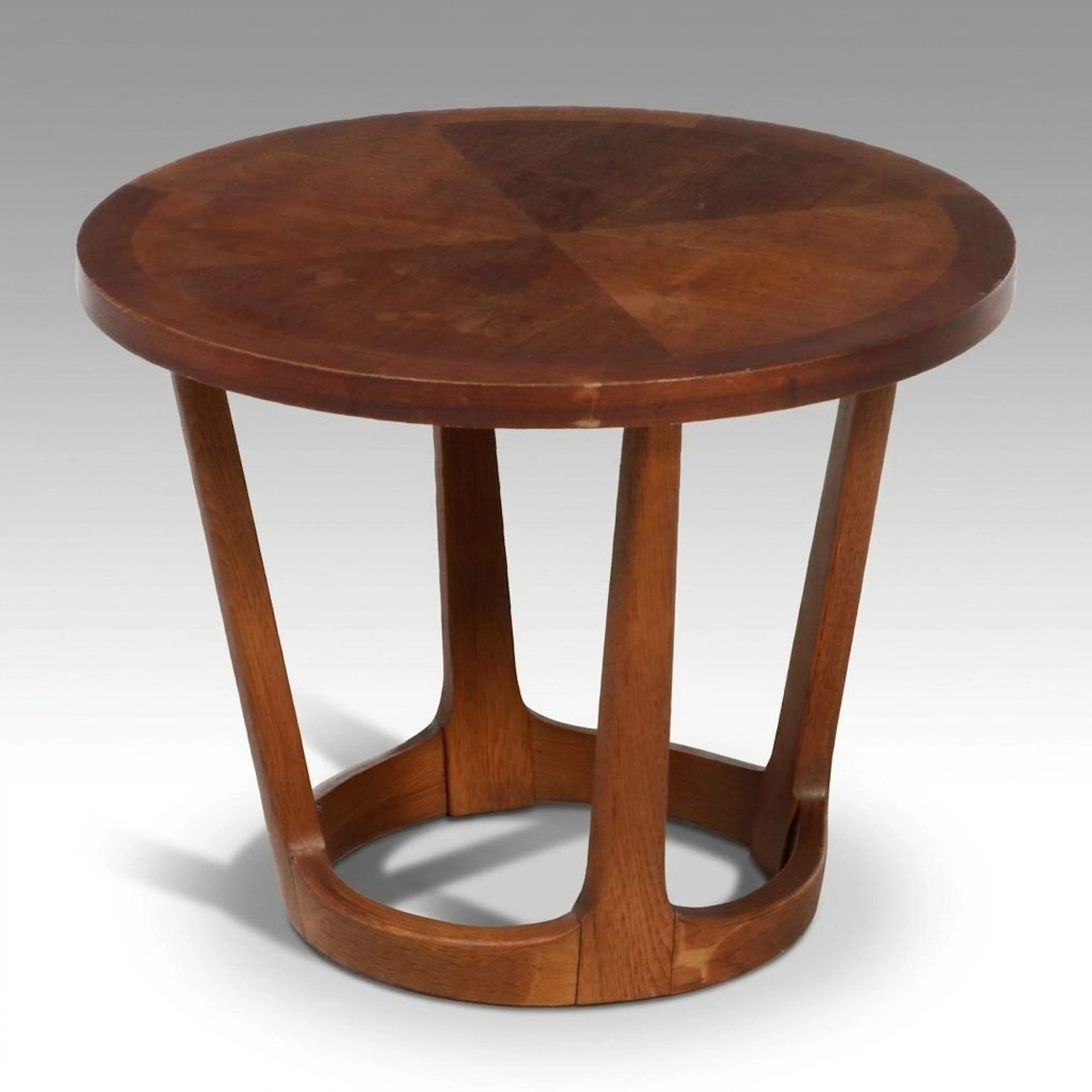 Lane Furniture Mid Century Modern Round Veneer Accent Table