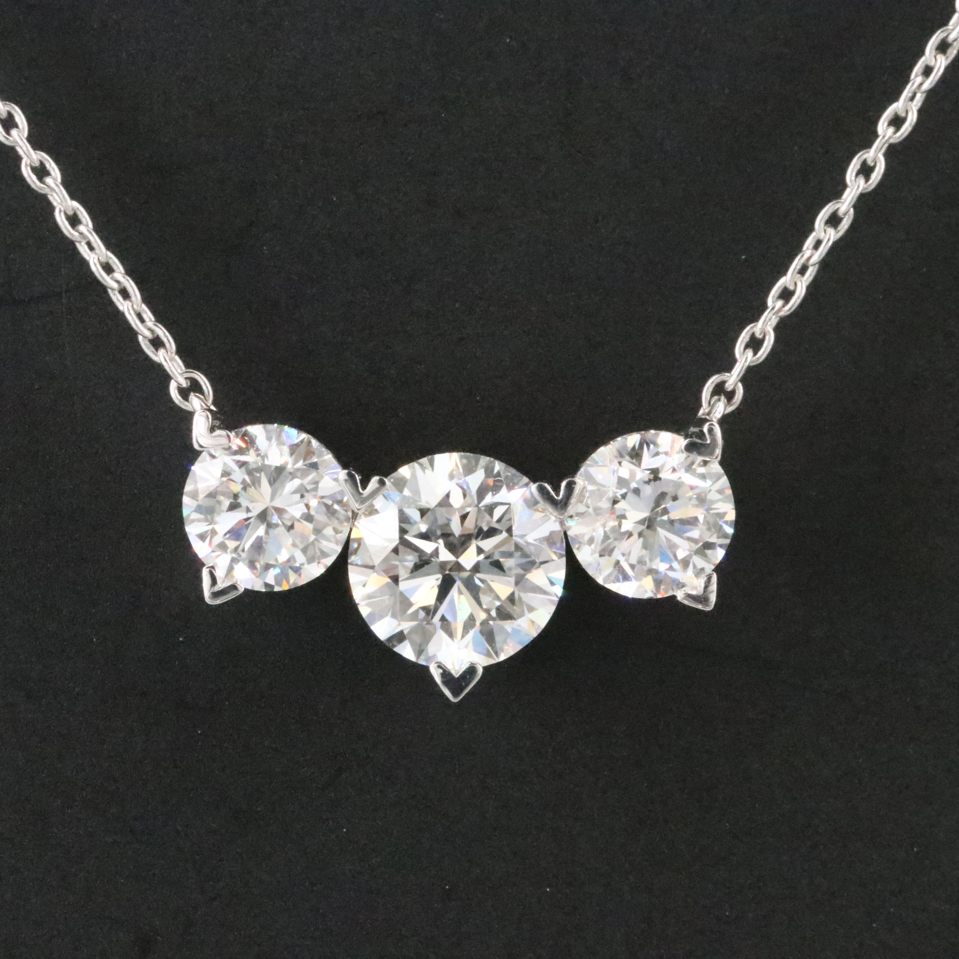 14K 2.00 CTW Lab Grown Diamond Three Stone Station Necklace with IGI Reports