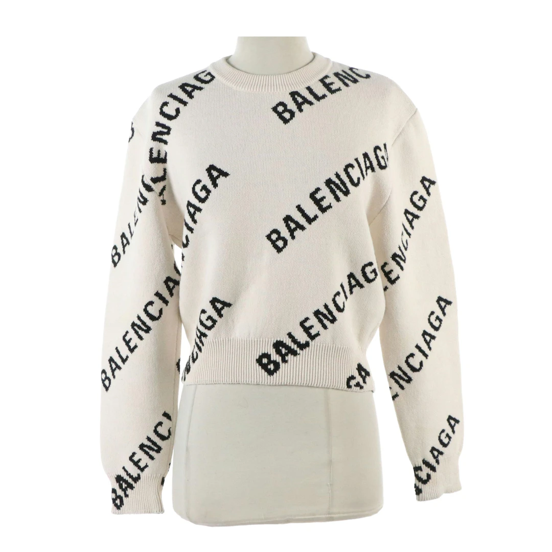 Balenciaga Signature Cotton Knit Crew Neck Sweater