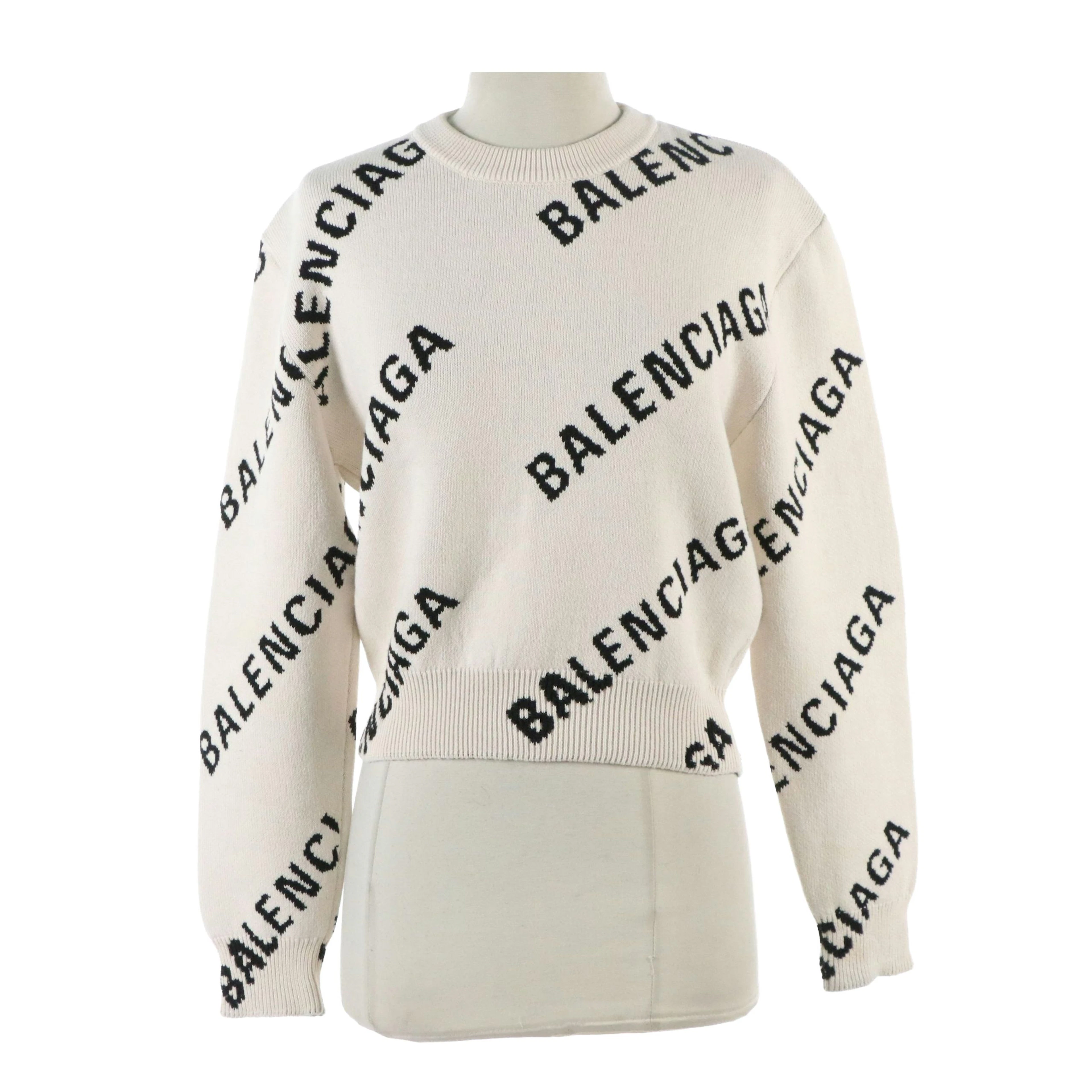 Balenciaga Signature Cotton Knit Crew Neck Sweater