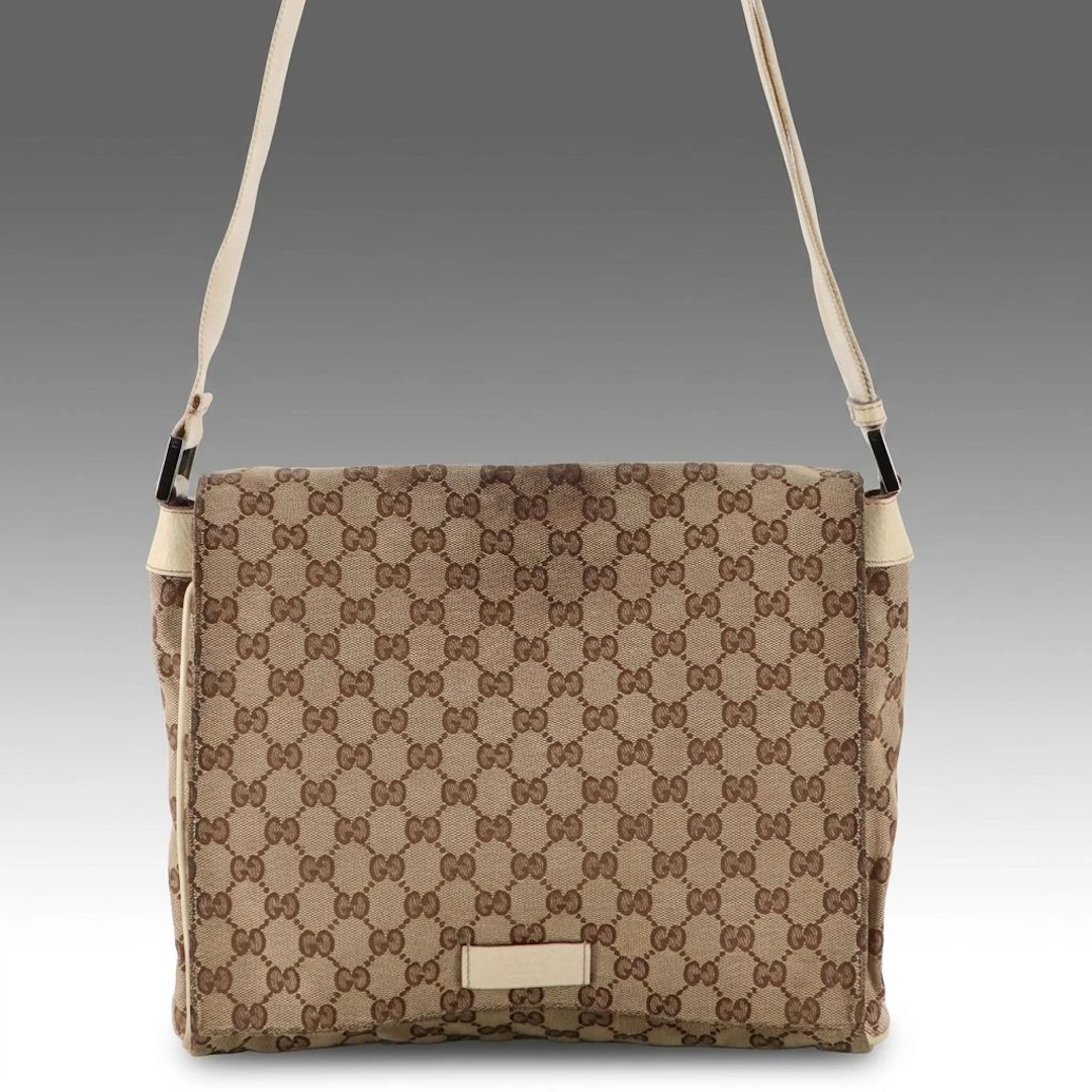 Gucci GG Jacquard Canvas and Cinghiale Leather Messenger Bag