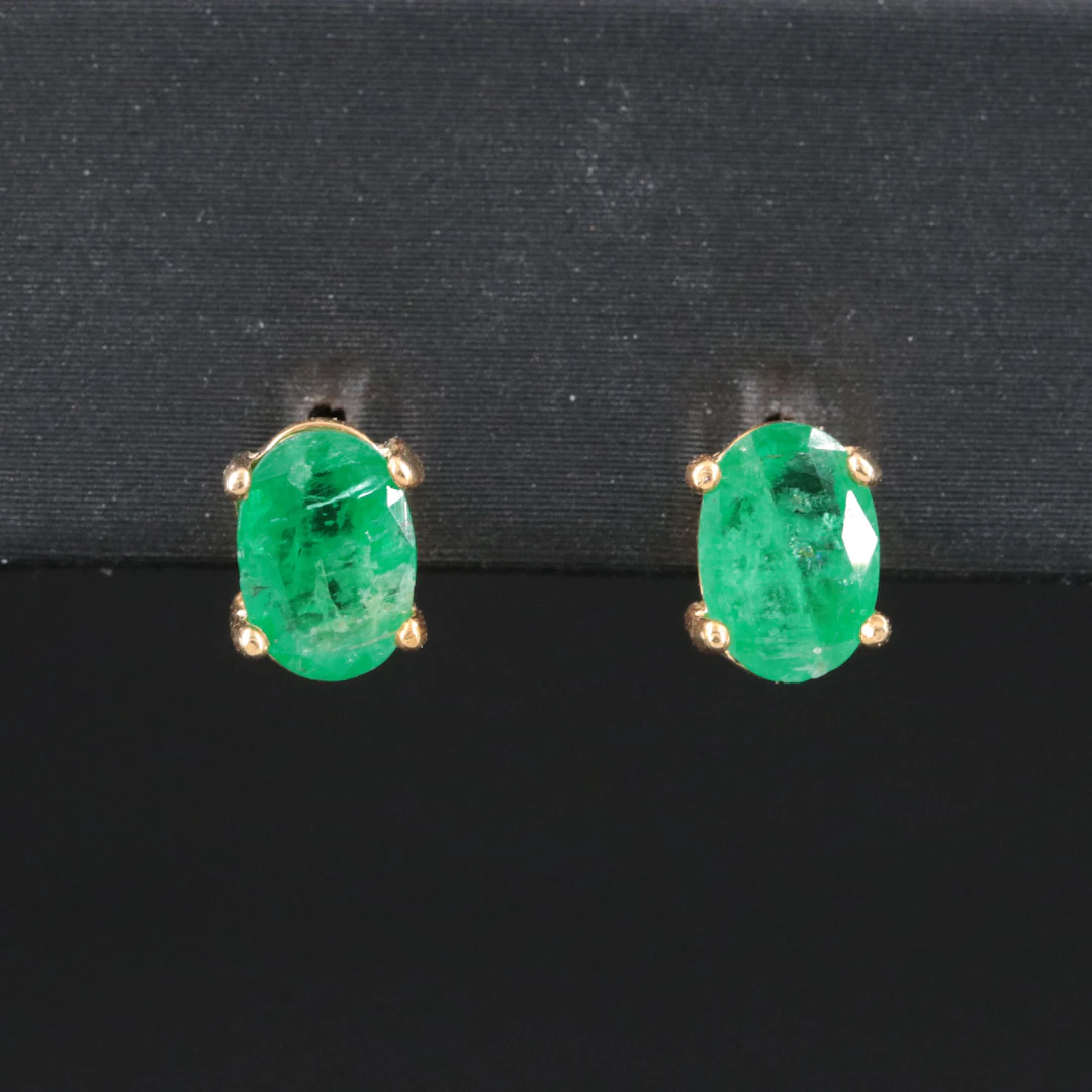 Sterling Emerald Stud Earrings