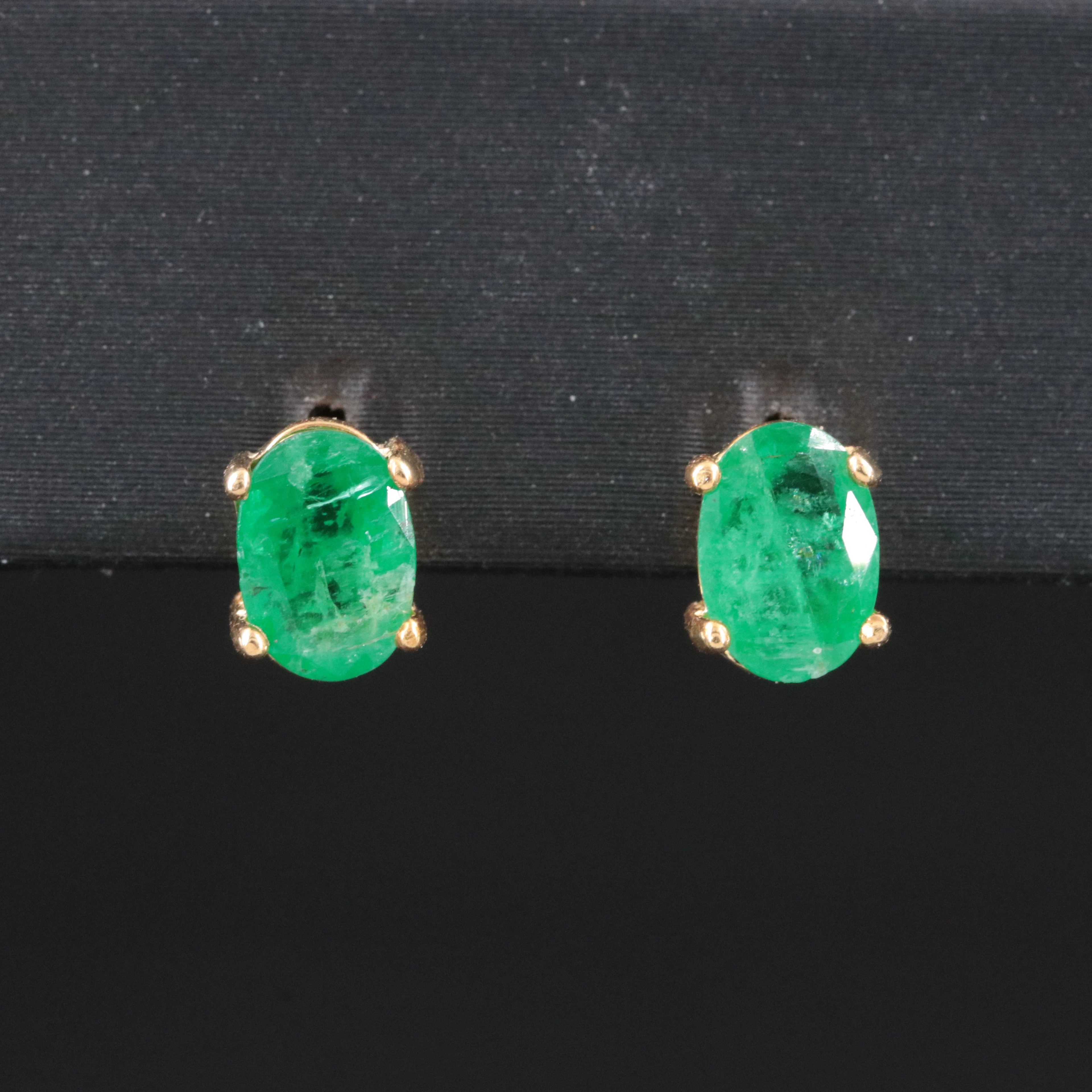 Sterling Emerald Stud Earrings