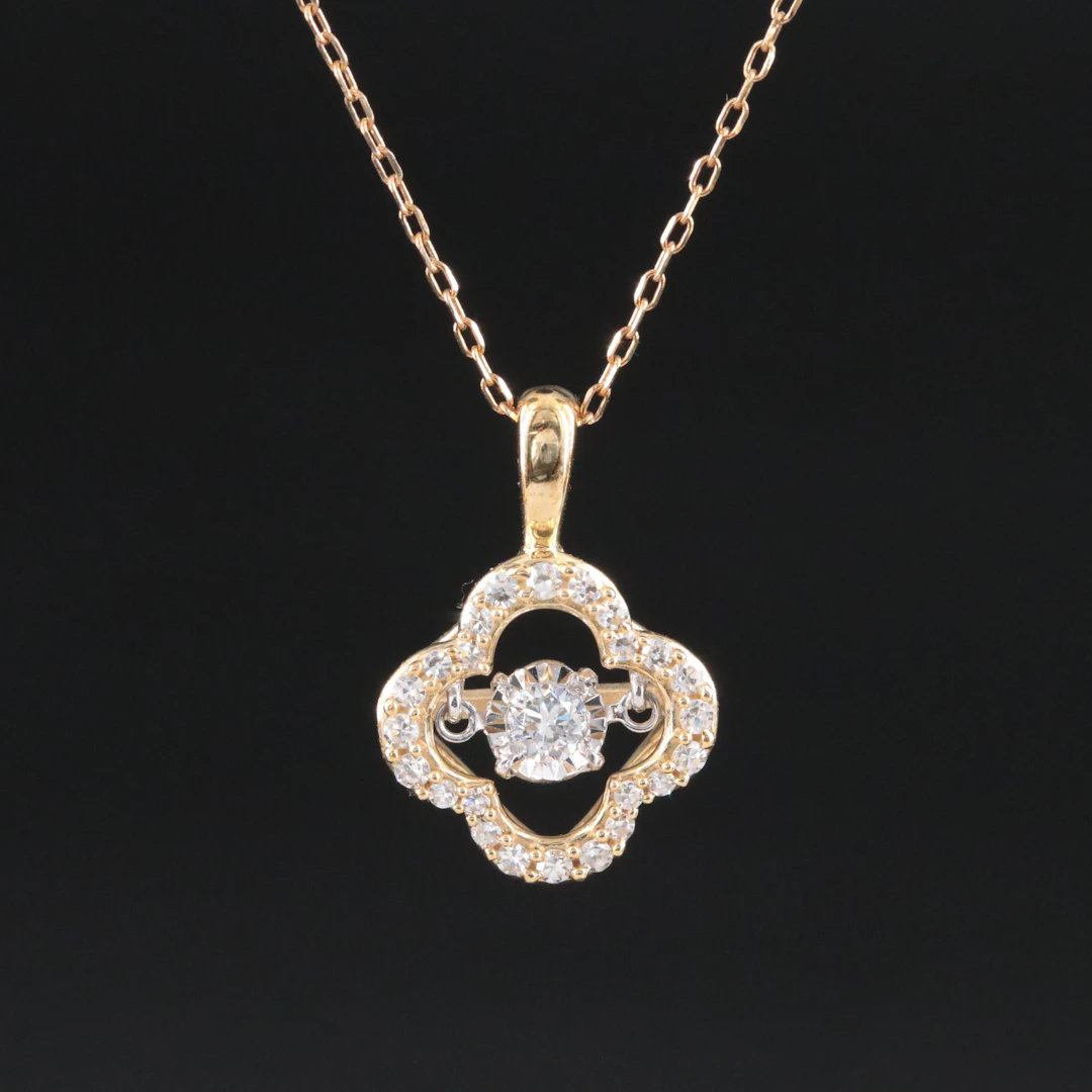 10K 0.27 CTW Lab Grown Diamond Quatrefoil Pendant Necklace