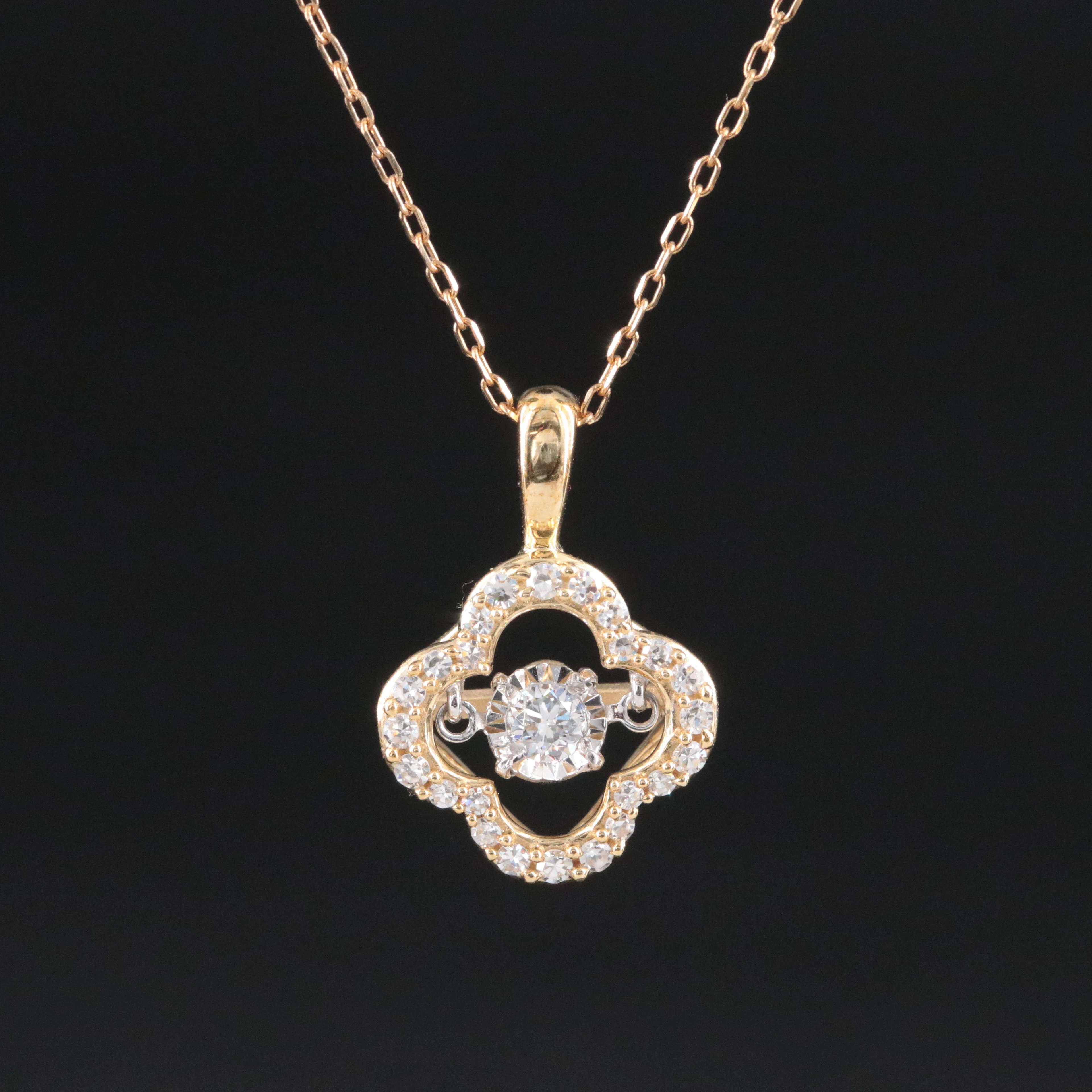 10K 0.27 CTW Lab Grown Diamond Quatrefoil Pendant Necklace