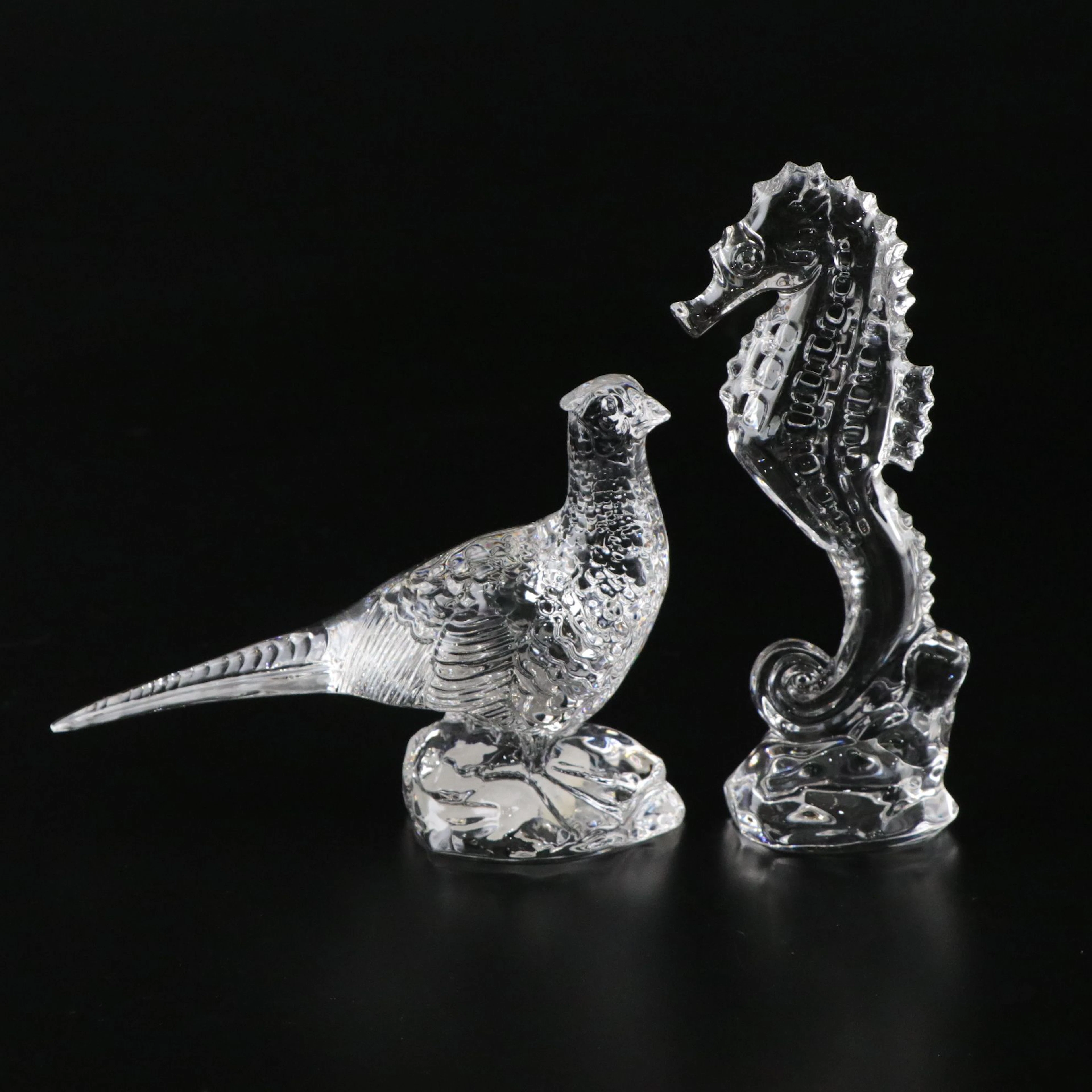 Waterford "Seahorse" and "Pheasant" Crystal Figurines