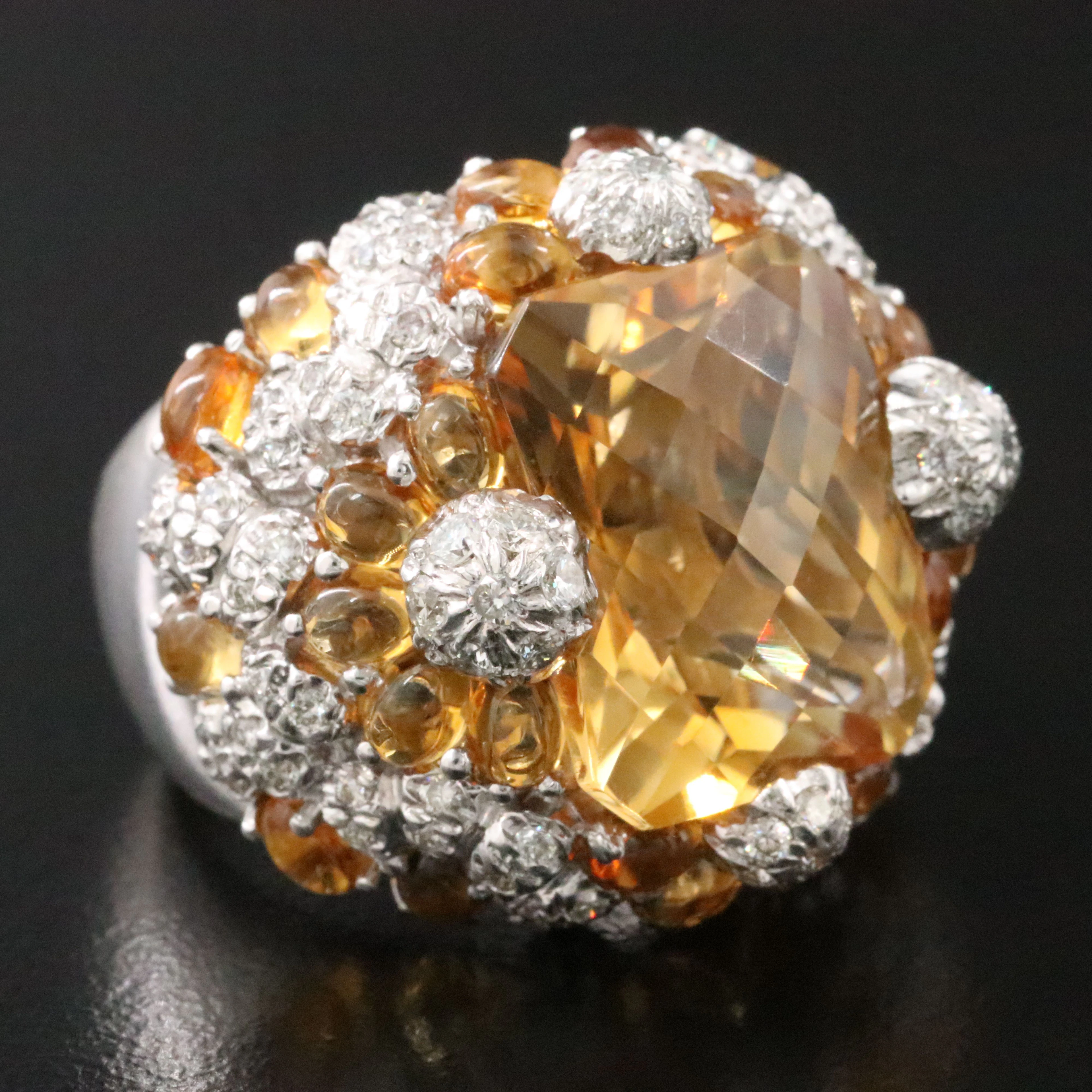 Rudolf Friedmann 18K 14.50 CT Center Citrine and 1.00 CTW Diamond Ring