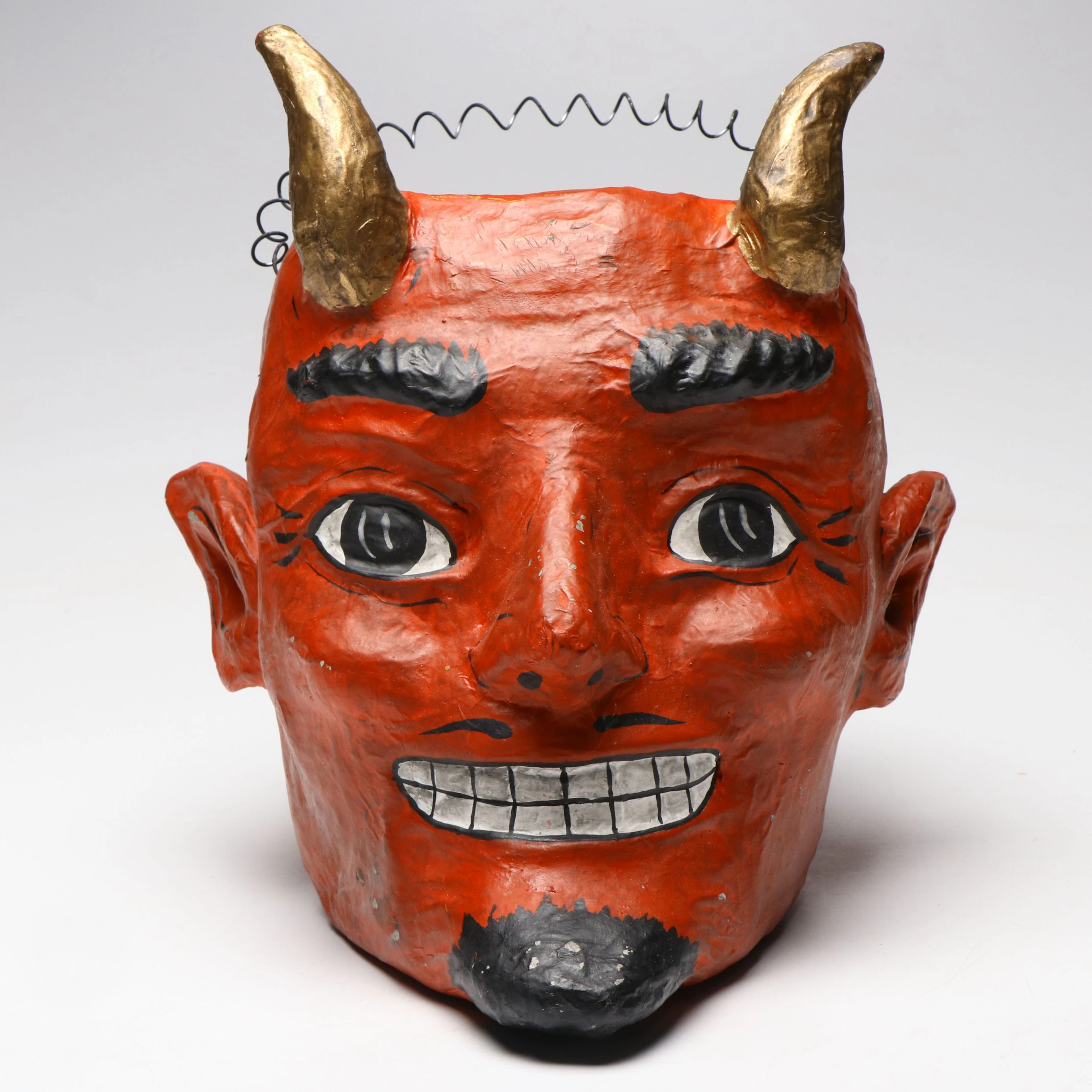 Papier-Mâché Devil Halloween Bucket