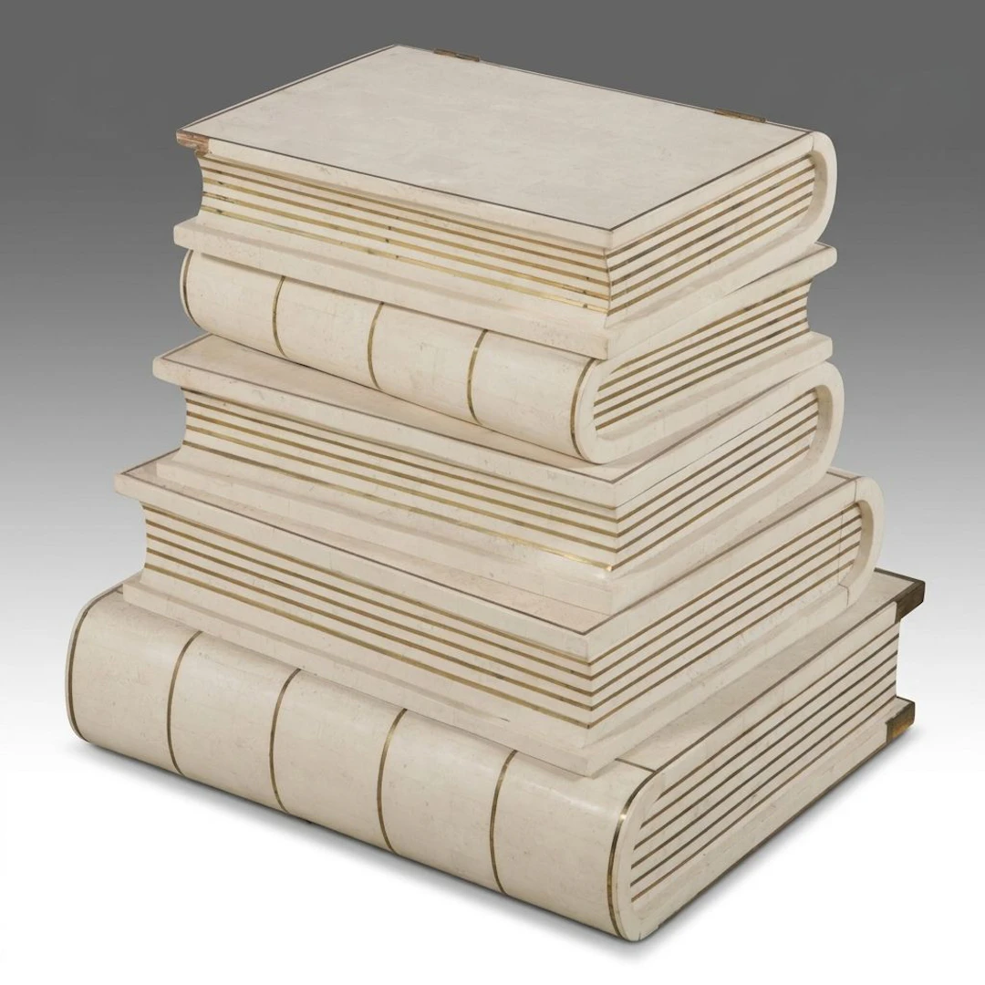 Maitland-Smith Trompe-l'œil Stone-Clad Stack of Books End Table
