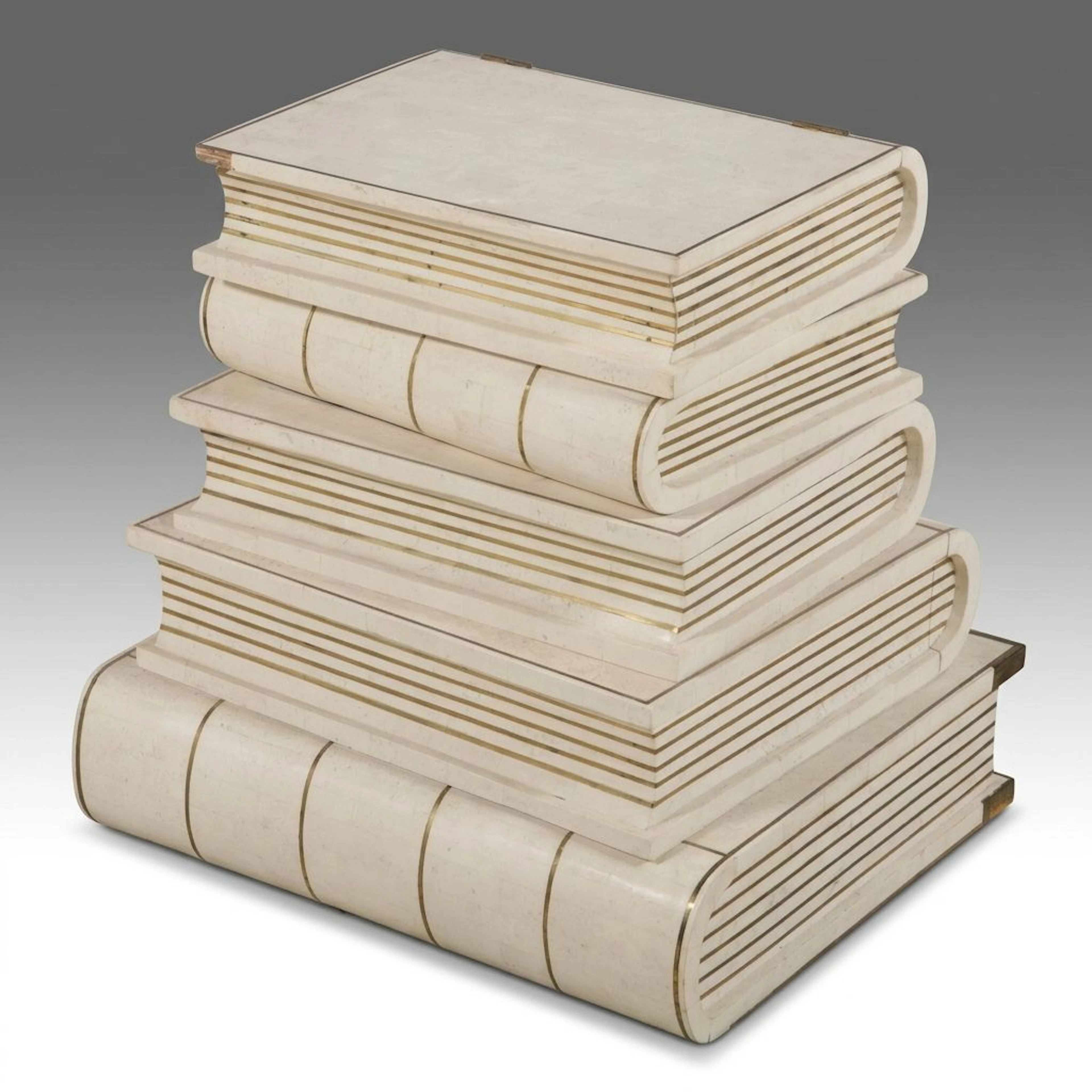 Maitland-Smith Trompe-l'œil Stone-Clad Stack of Books End Table