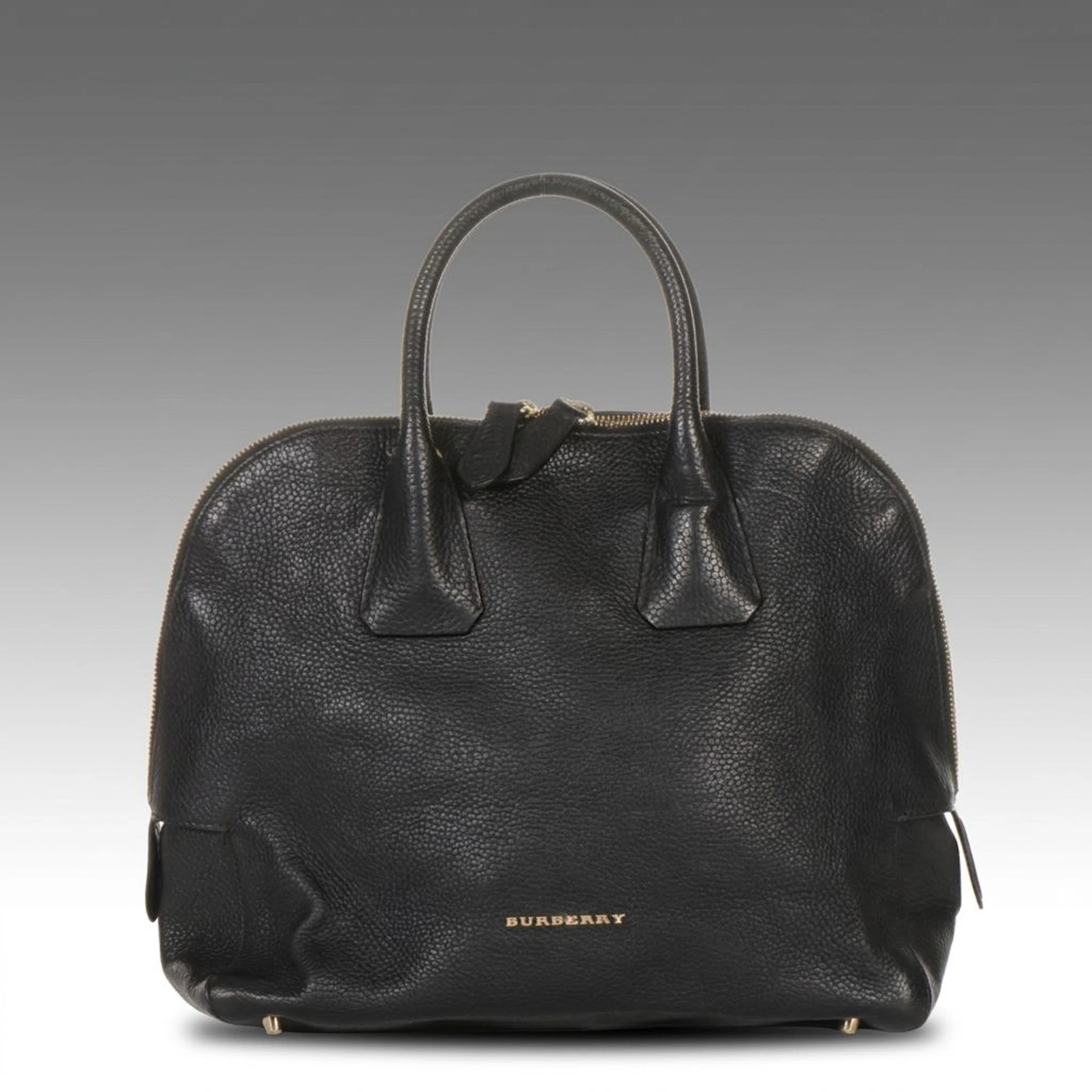 Burberry Greenwood Bowling Bag in Black Grained Leather