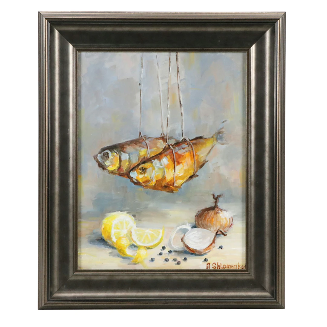Nataliya Shlomenko Still Life Oil Painting "About Fish," 2026