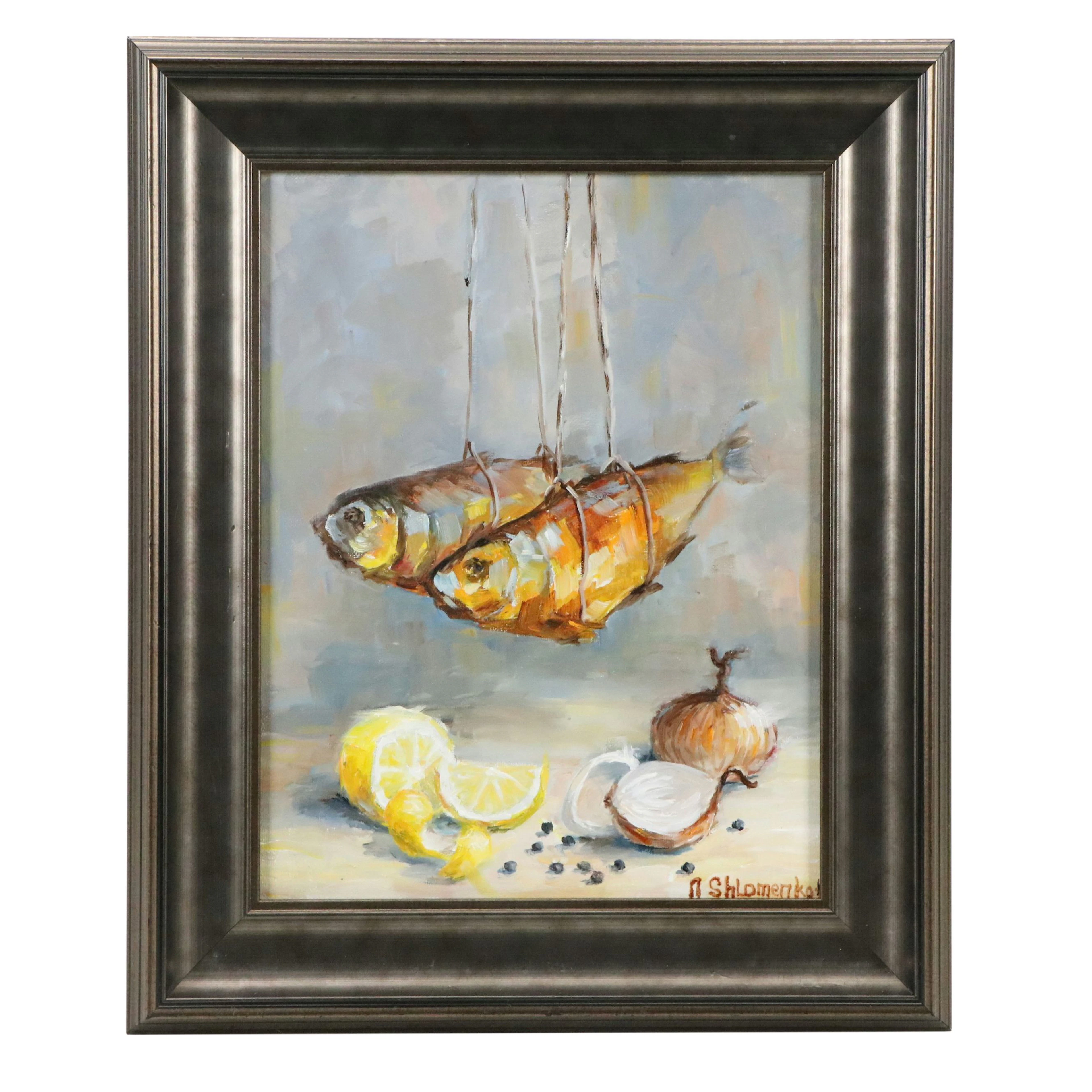 Nataliya Shlomenko Still Life Oil Painting "About Fish," 2026