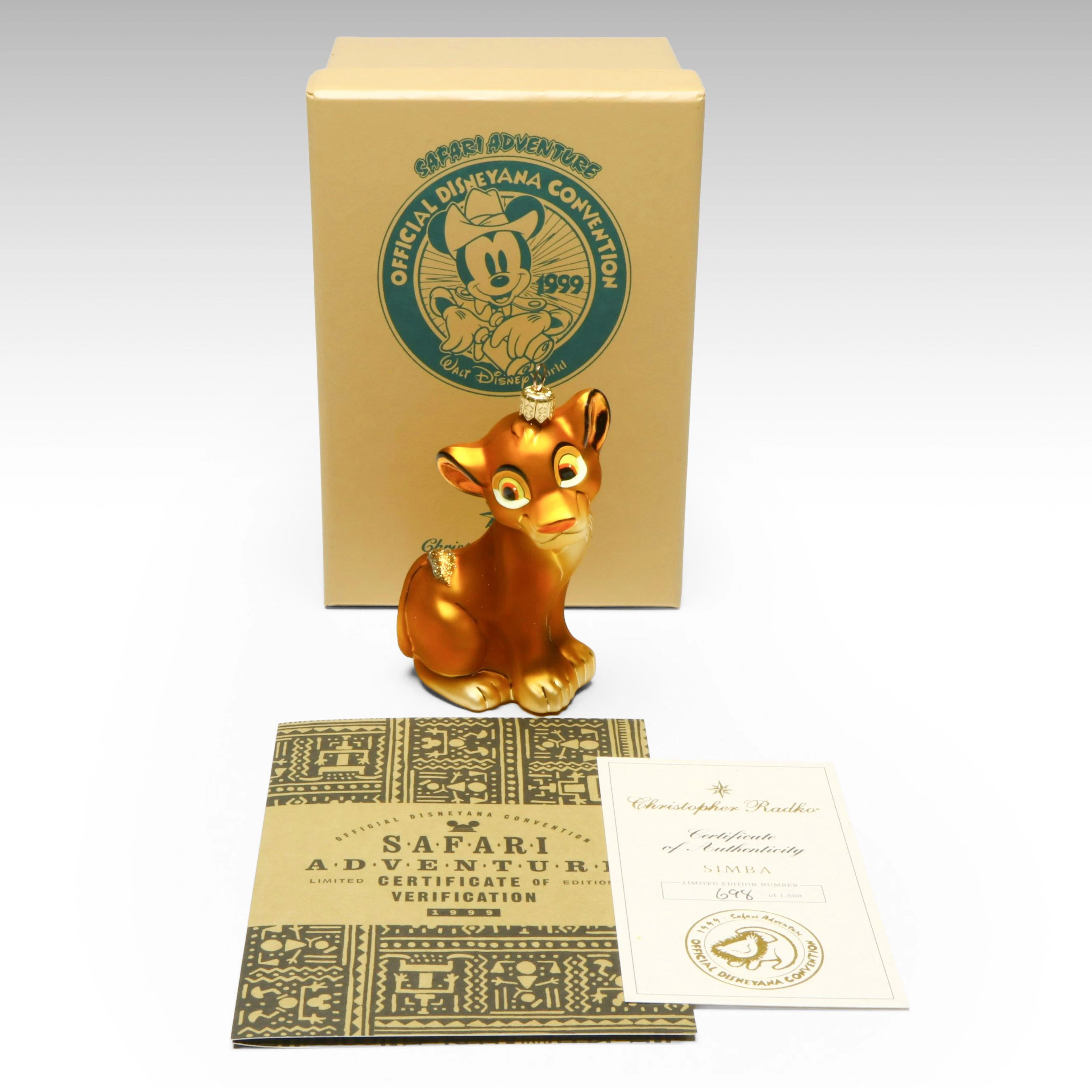 Christopher Radko and Walt Disney "Simba" Limited Edition Ornament, 1999