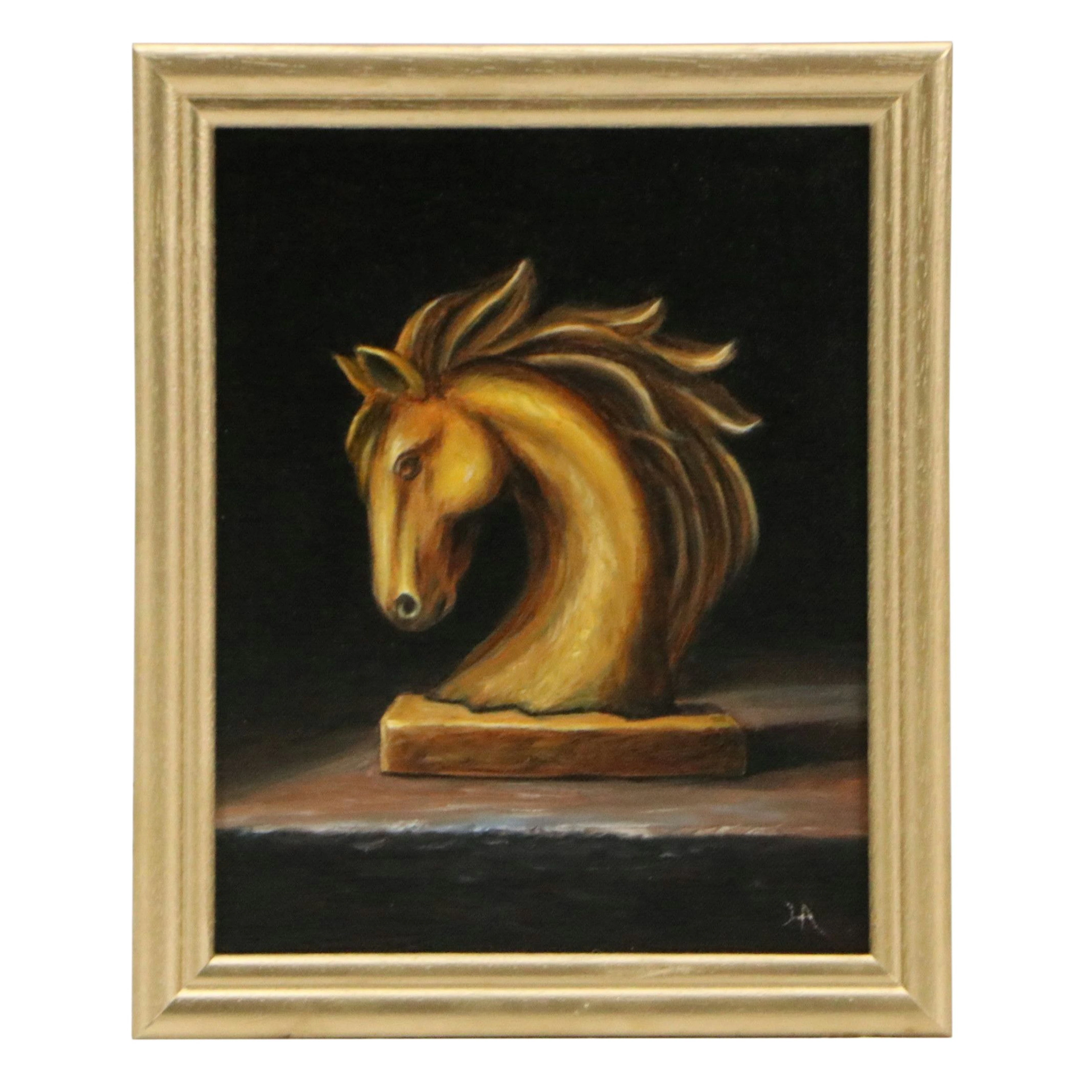 Houra H. Alghizzi Oil Painting "Antique Horse Figurine," 2026