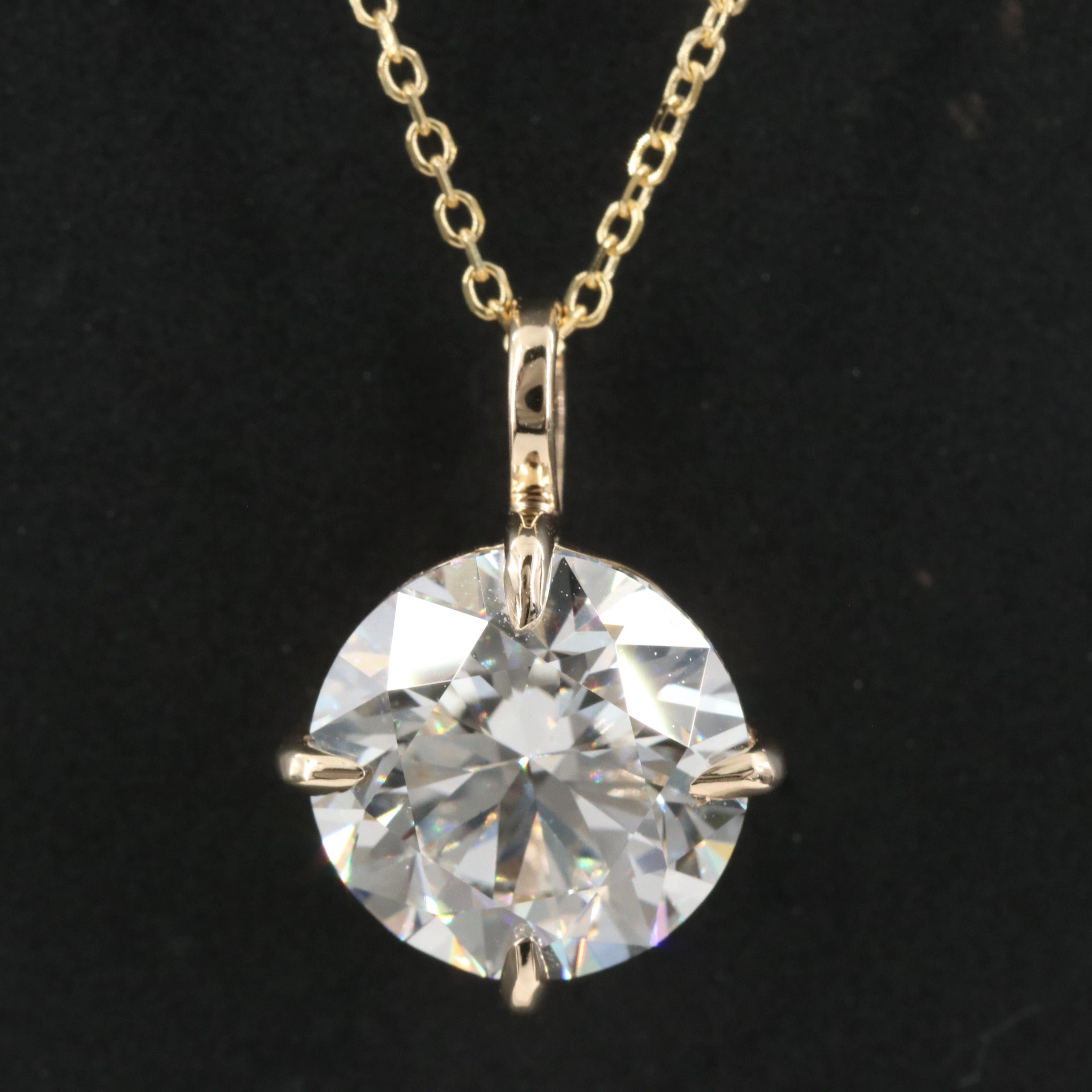 14K 2.99 CT Lab Grown Diamond Pendant Necklace with IGI Report