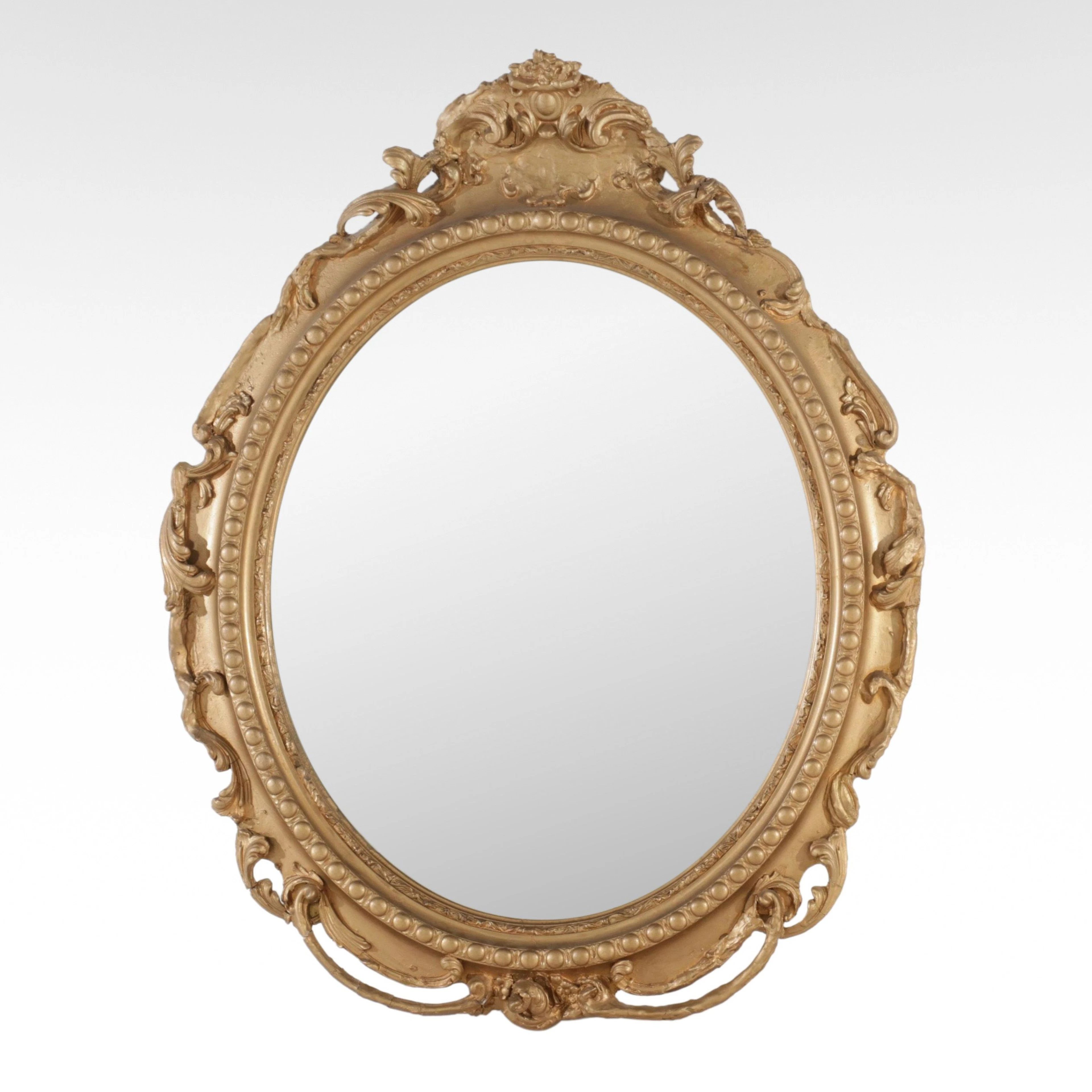 Hollywood Regency Style Oval Giltwood Wall Mirror
