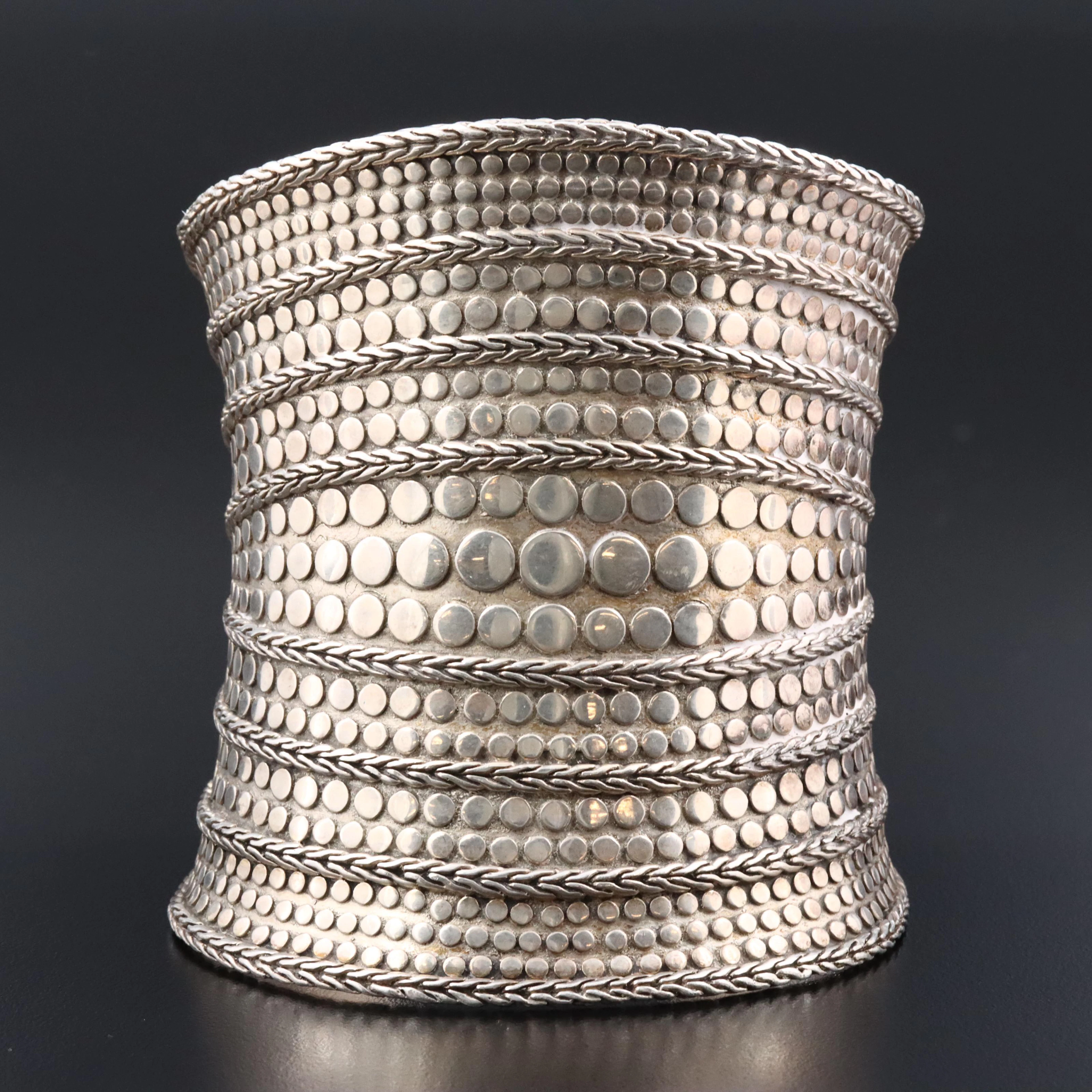 John Hardy Dot Sterling Elongated Contour Cuff Bracelet