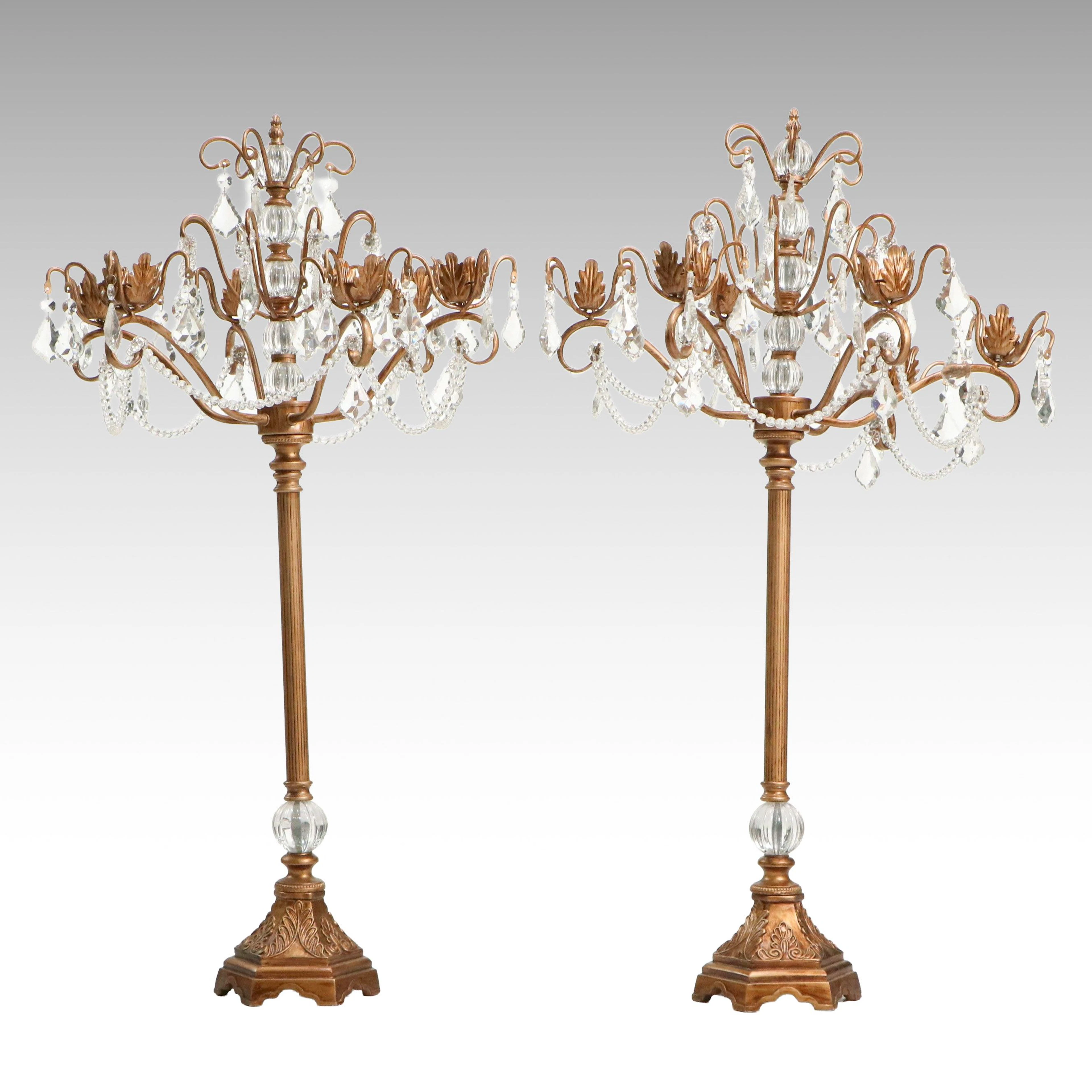 Pair of Modern Hollywood Regency Style Tall Candelabras, Late 20th Century