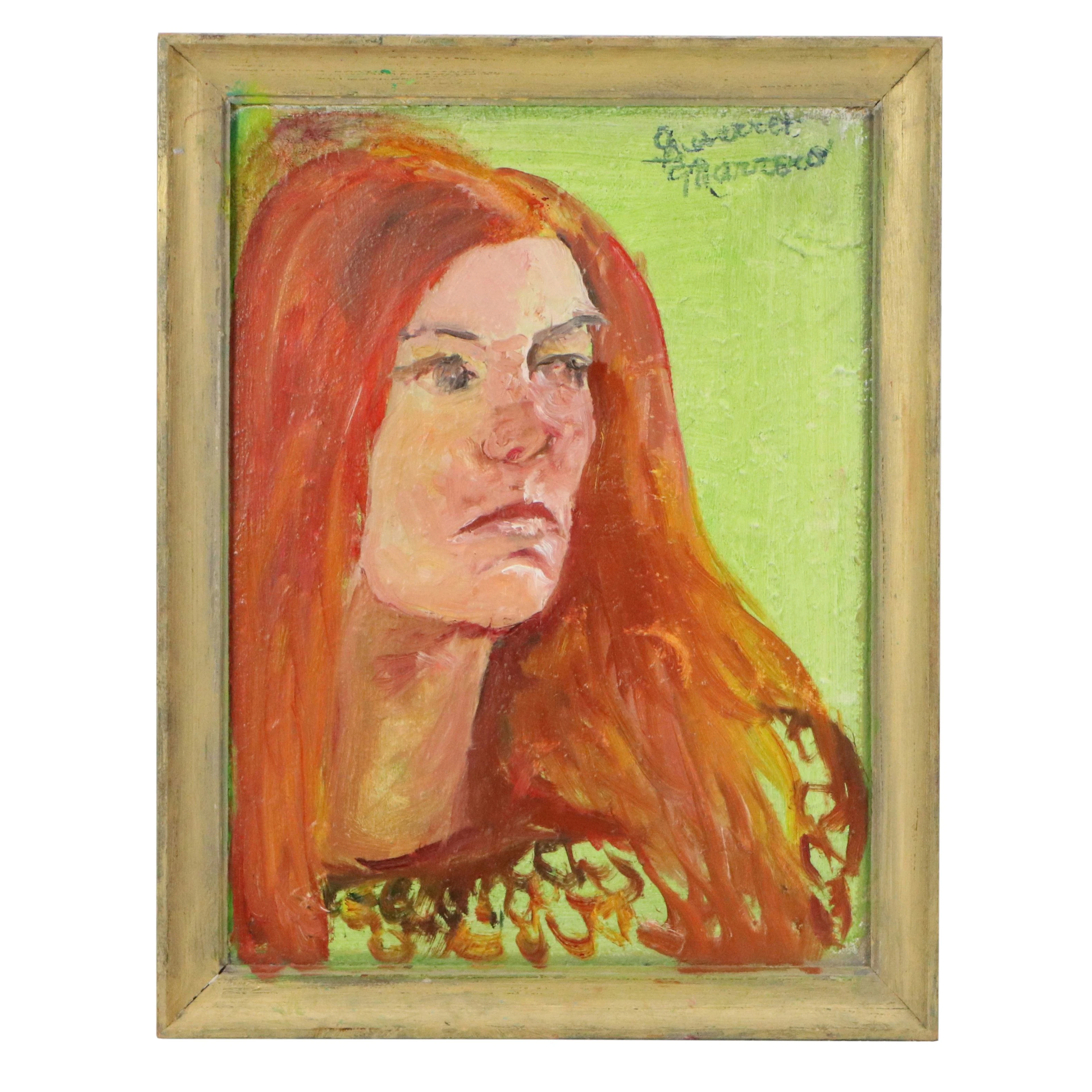 Edith Susarret Marrero Oil Portrait of Woman, Late 20th Century