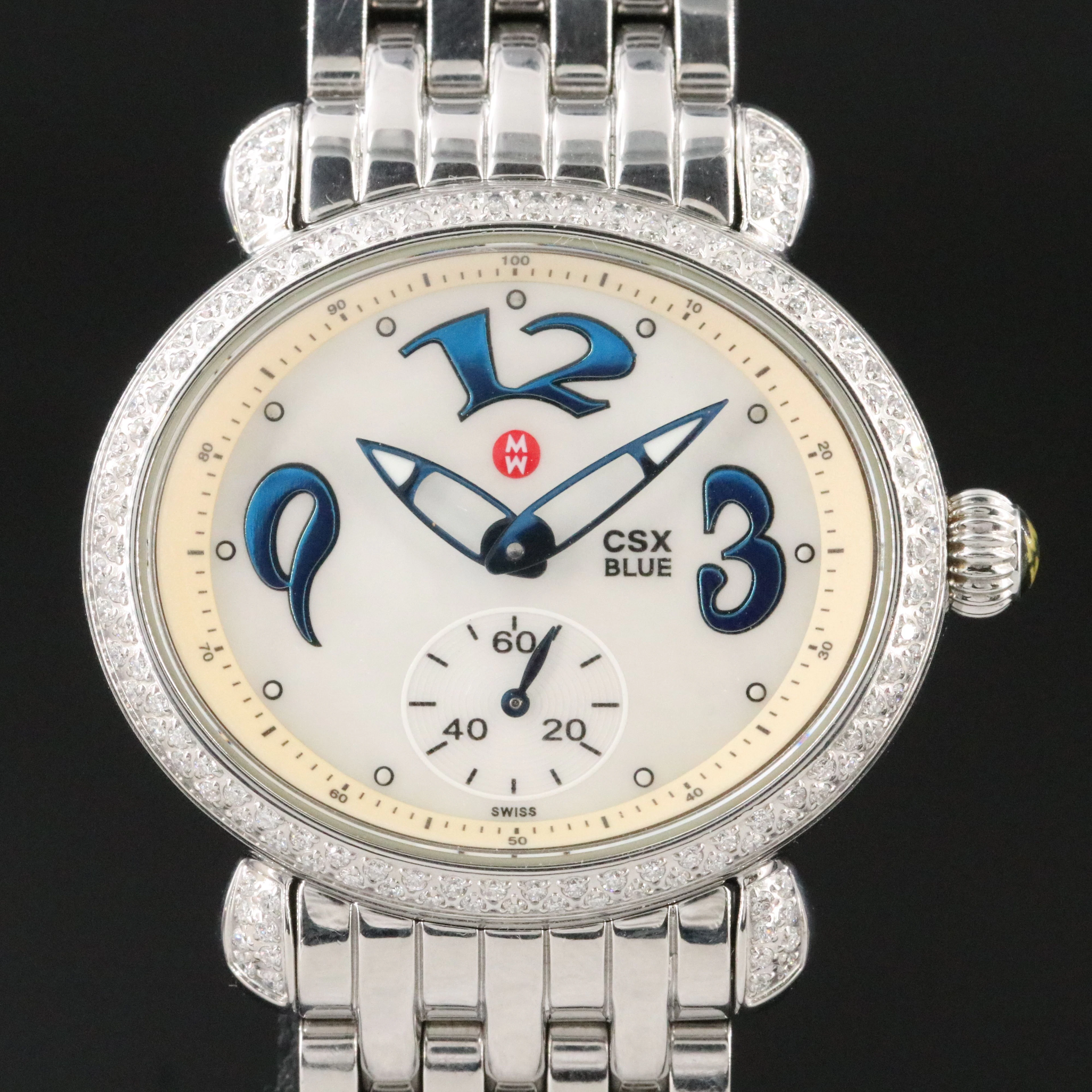 Michele CSX Blue Steel Diamond Quartz Watch