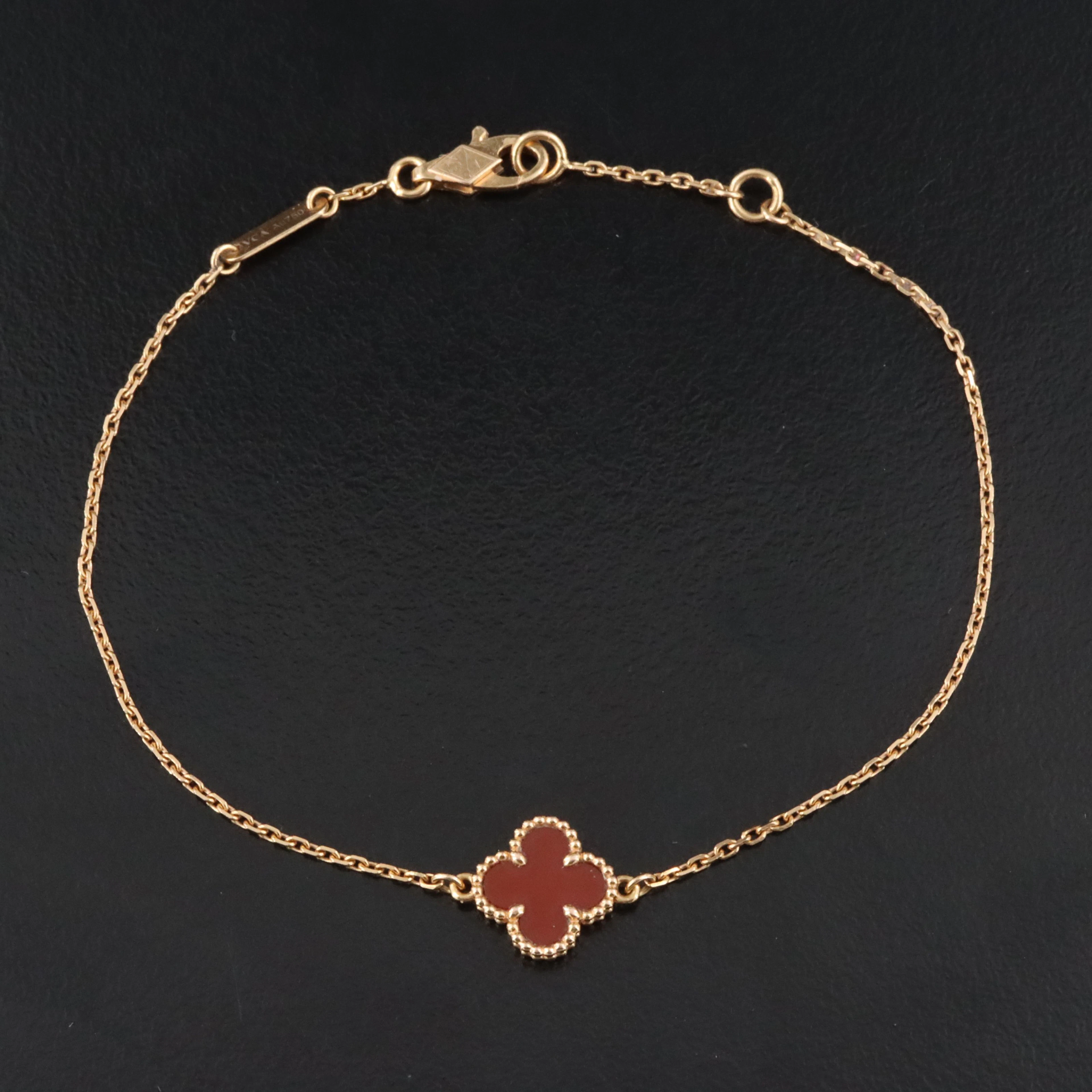 Van Cleef & Arpels Sweet Alhambra 18K Rose Gold and Carnelian Bracelet