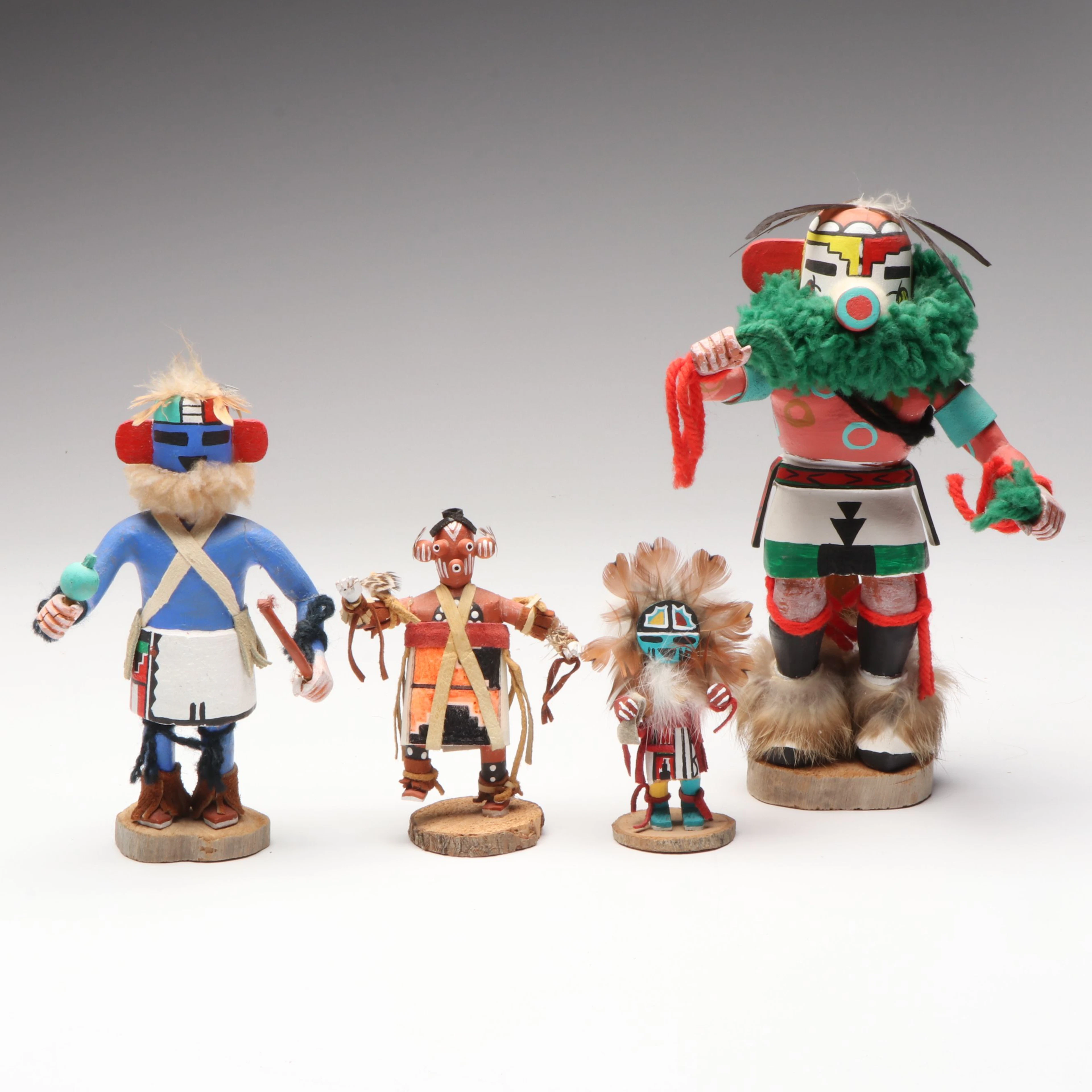 Hopi "Sunface," "Mudhead," More Cottonwood Hand-Crafted Kachina Dolls
