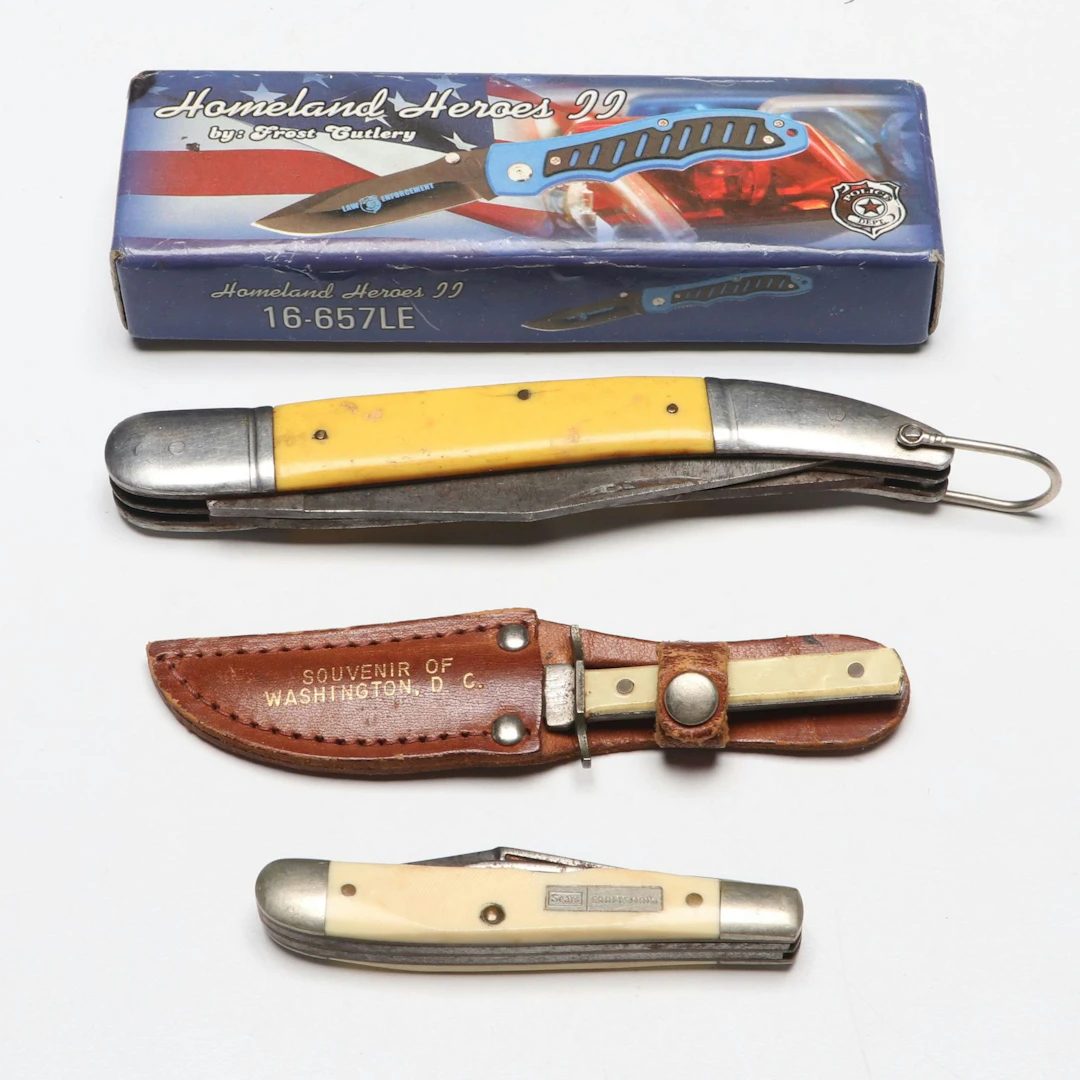 Frost Cutlery "Homeland Heroes" Folding Knife with Other Vintage Knives