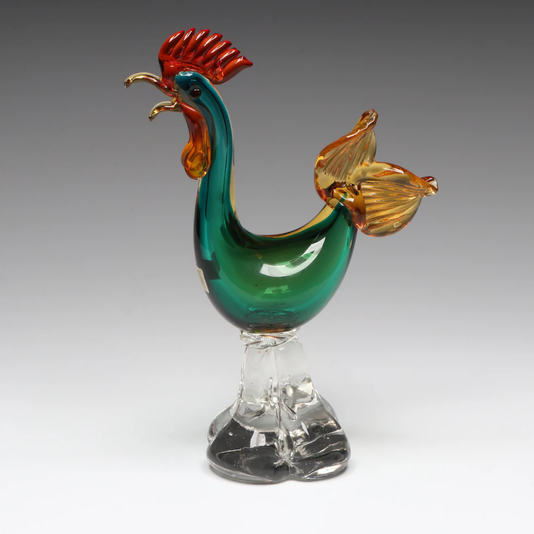 Italian Murano Art Glass Rooster, Mid to Late 20th Century