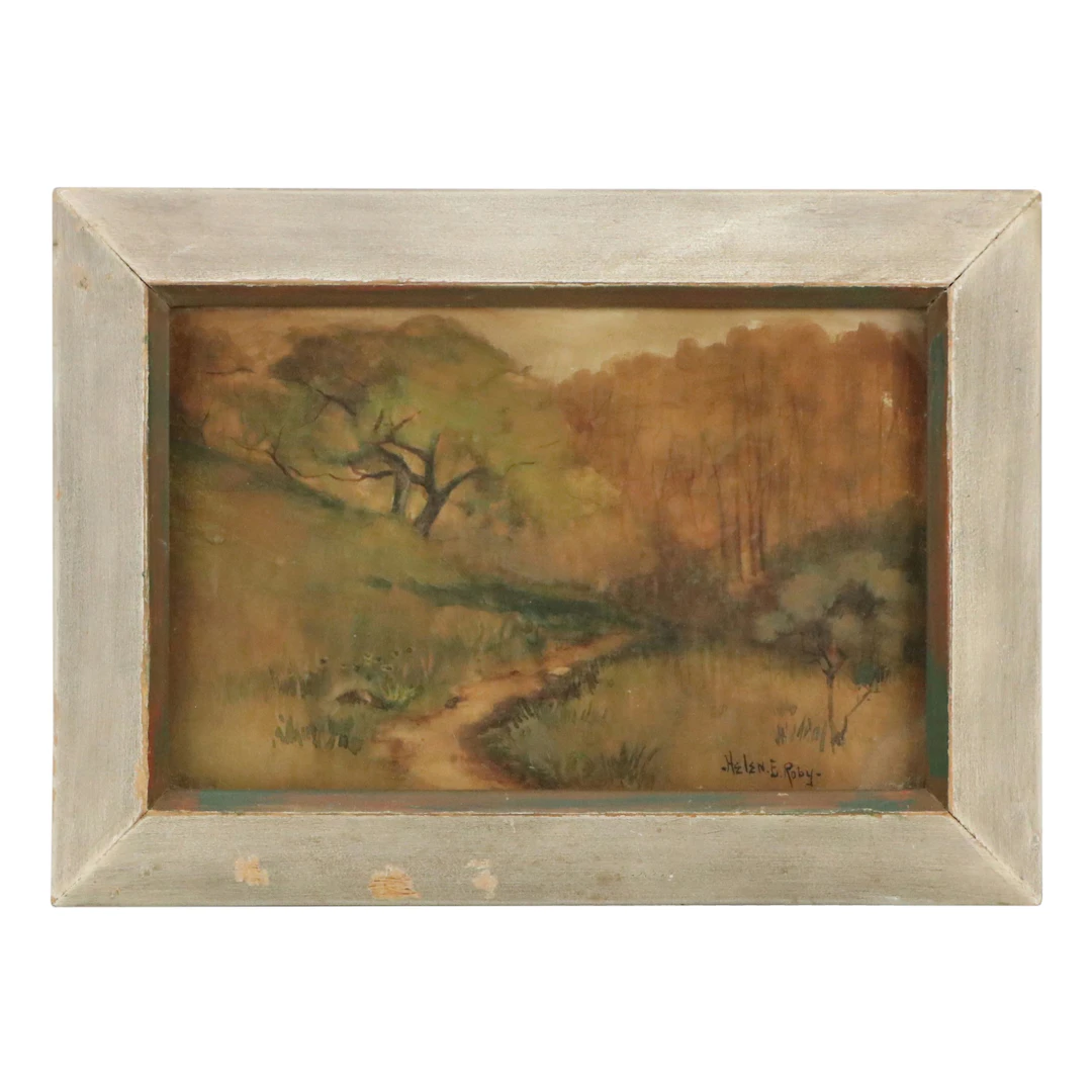 Helen E. Roby Watercolor Painting of Pastoral Landscape, Late 19th to 20th C.