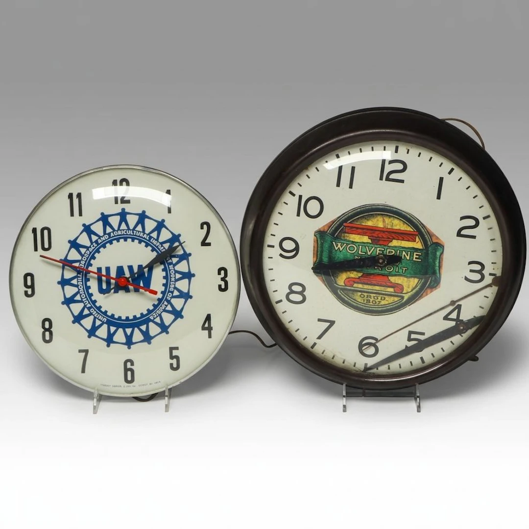 Stanley Sawicki & Son UAW Clock and Wolverine Manufacturing Clock