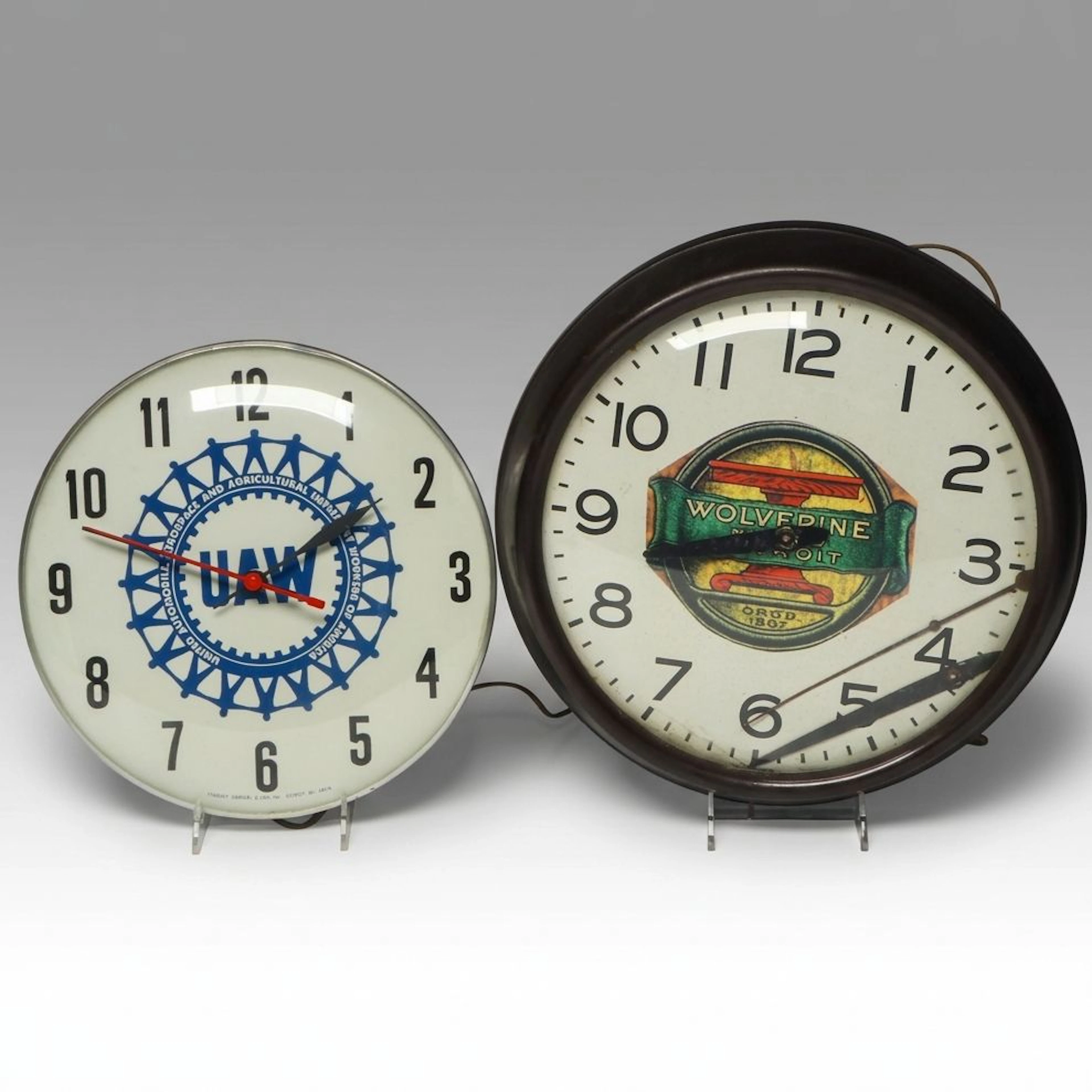 Stanley Sawicki & Son UAW Clock and Wolverine Manufacturing Clock