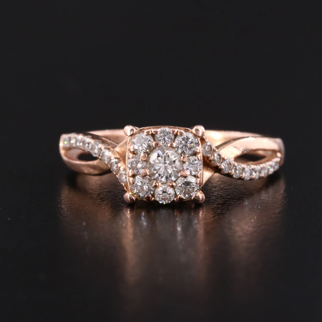 14K 0.53 CTW Diamond Rose Gold Ring
