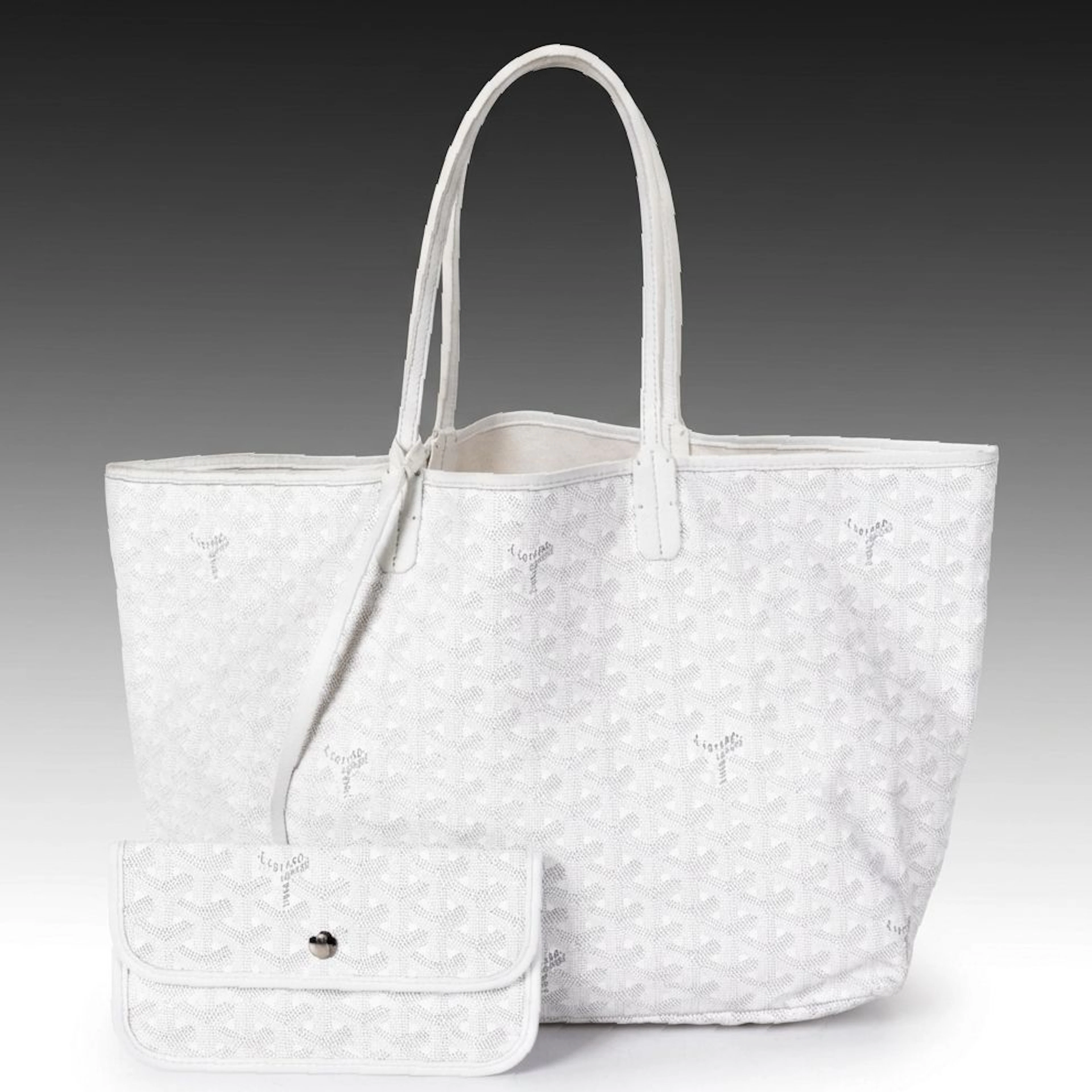 Goyard Saint Louis GM Tote with Pouch in White Goyardine Canvas