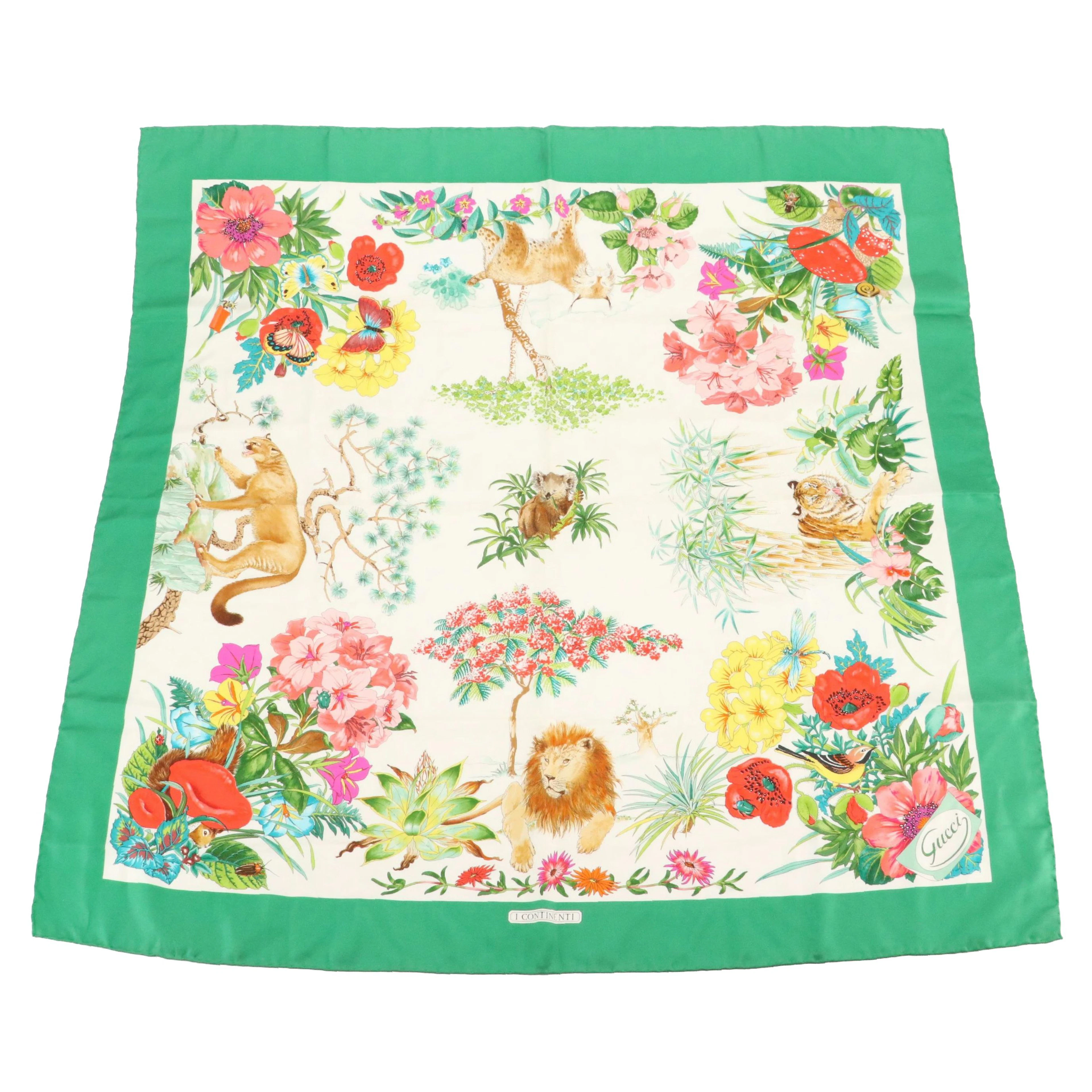 Vintage Gucci "I Continenti" Scarf in Silk