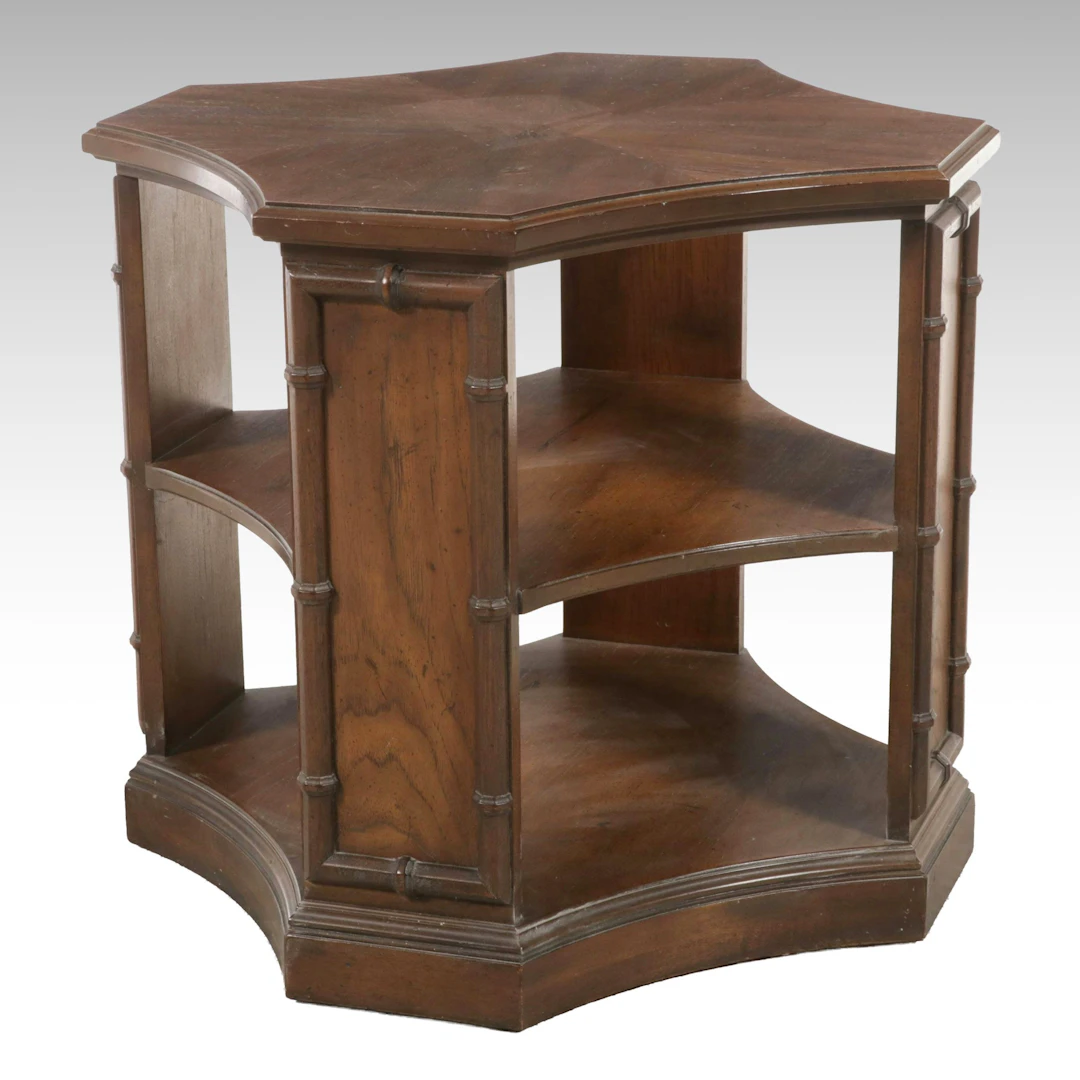 Regency Style Faux Bamboo Hexagonal Three-Tier Side Table