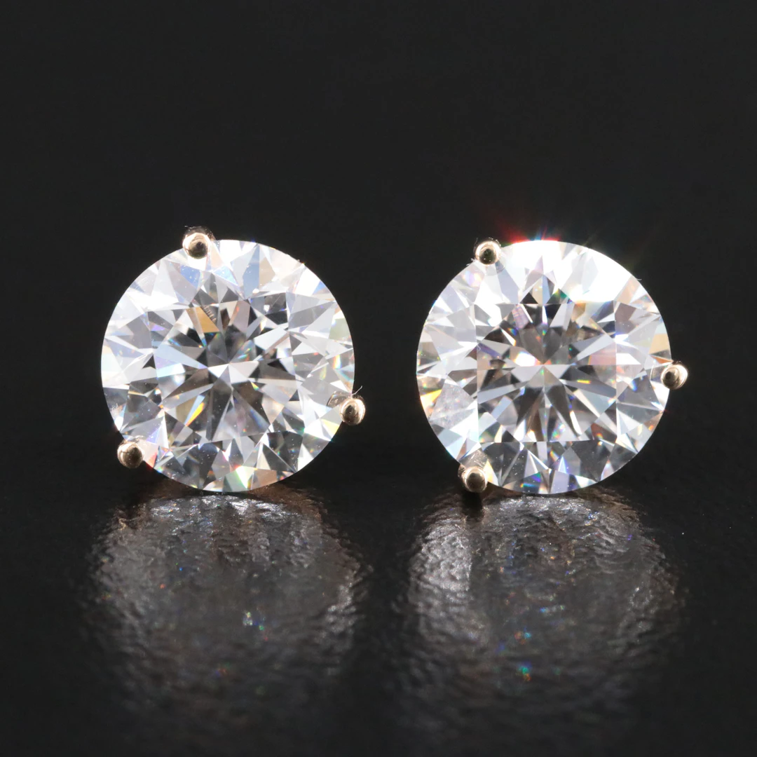 14K 5.07 CTW Lab Grown Diamond Earrings with IGI Report
