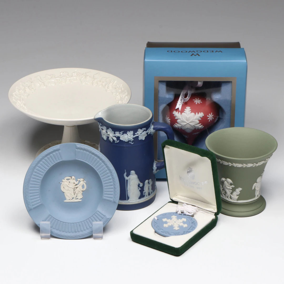 Wedgwood Jasperware Ornaments and Tableware with "Cream Color" Compote