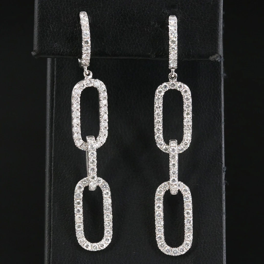 18K 1.95 CTW Diamond Chain Link Drop Earrings
