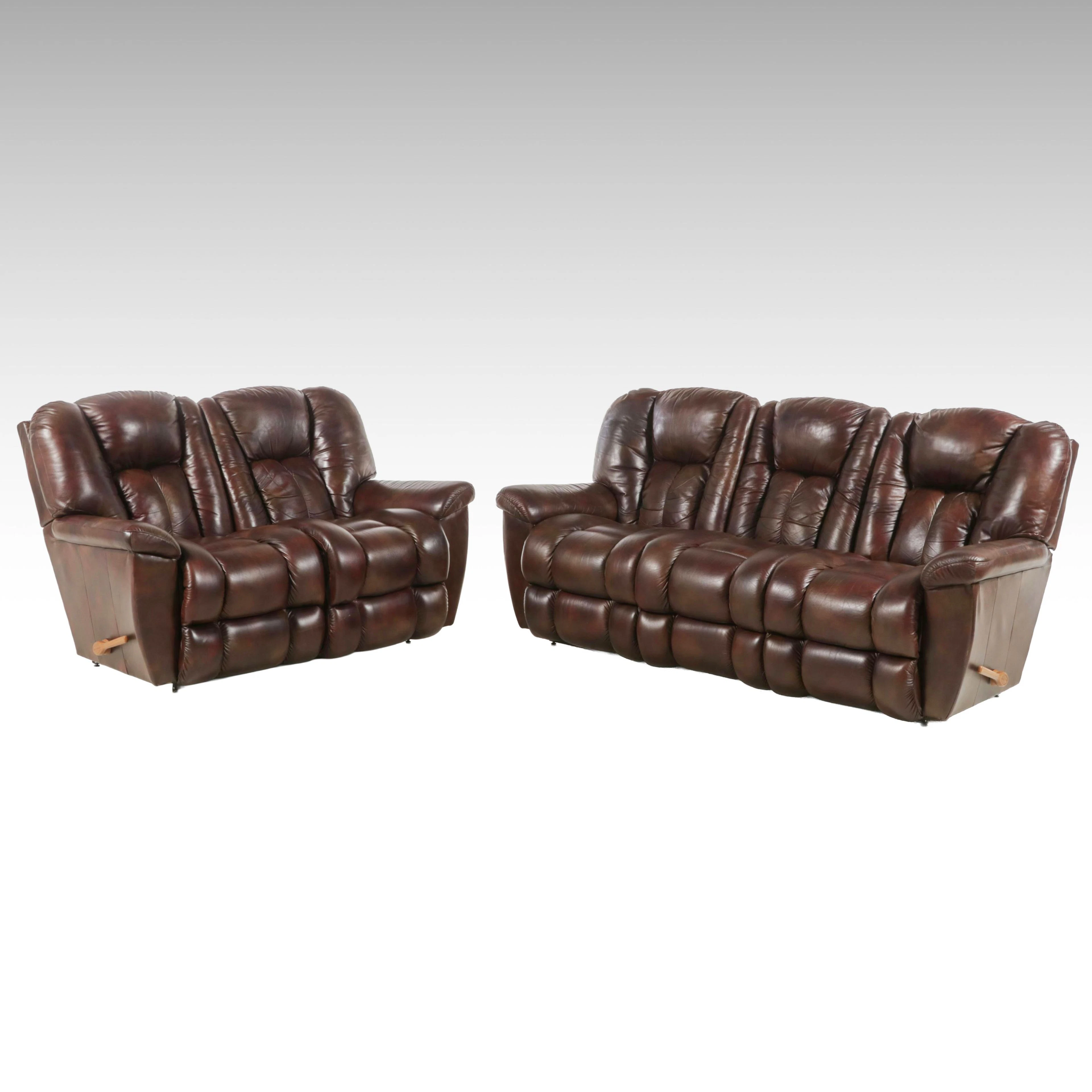 La-Z-Boy Leather Upholstered Reclining Sofa and Loveseat, 2 1st Century
