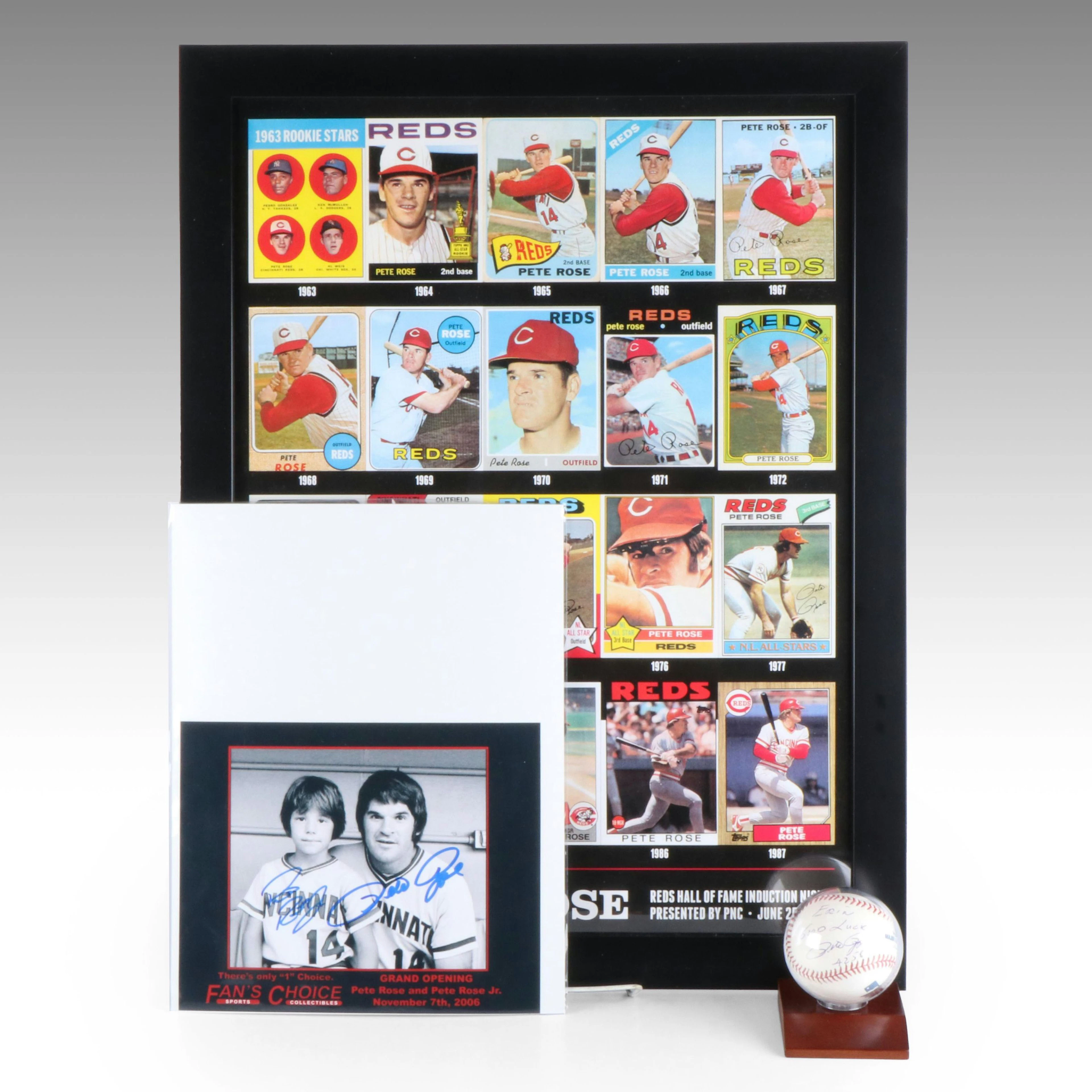 Pete Rose Memorabilia Including Signed Baseball and Signed Photo