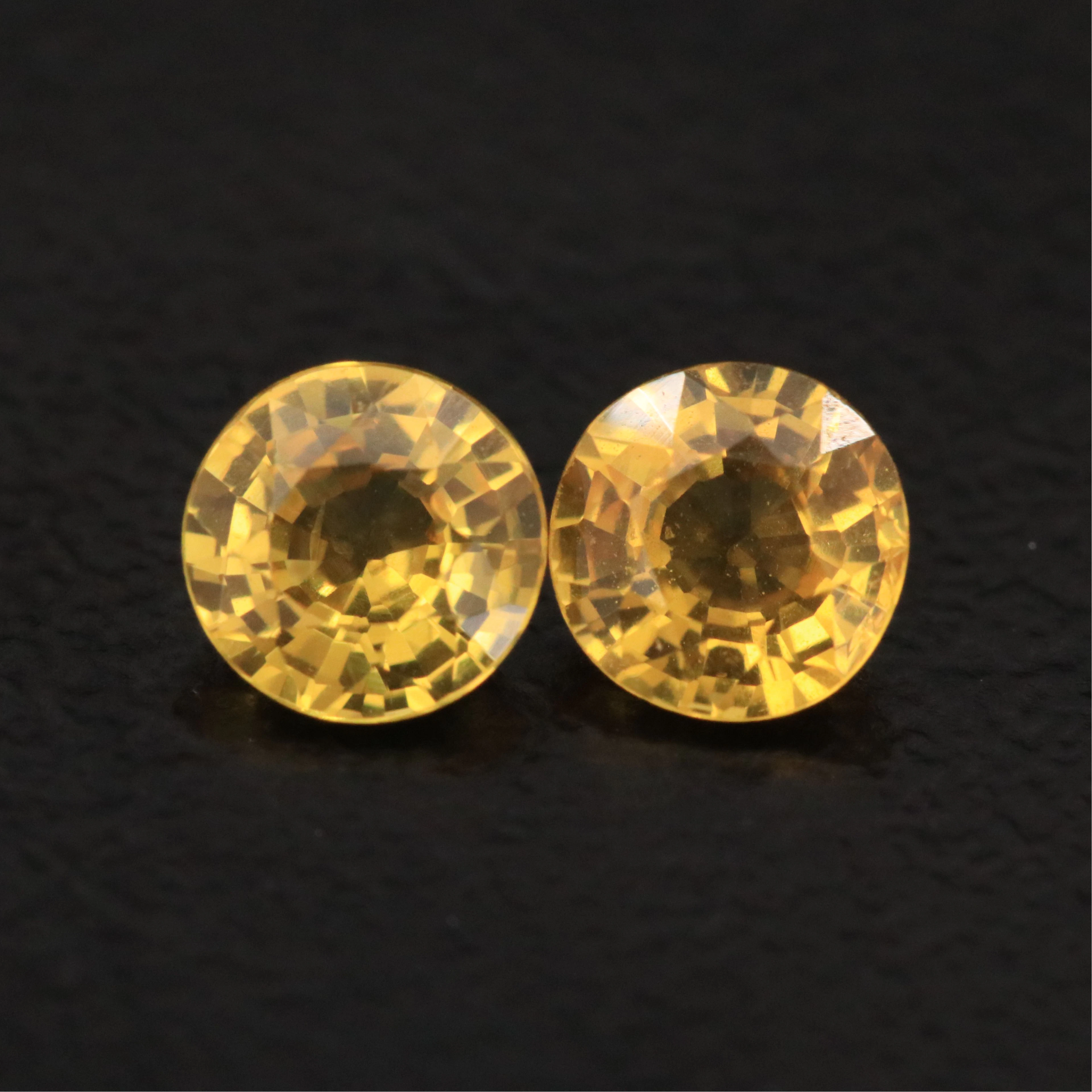 Loose 0.86 CTW Yellow Sapphire Matched Pair