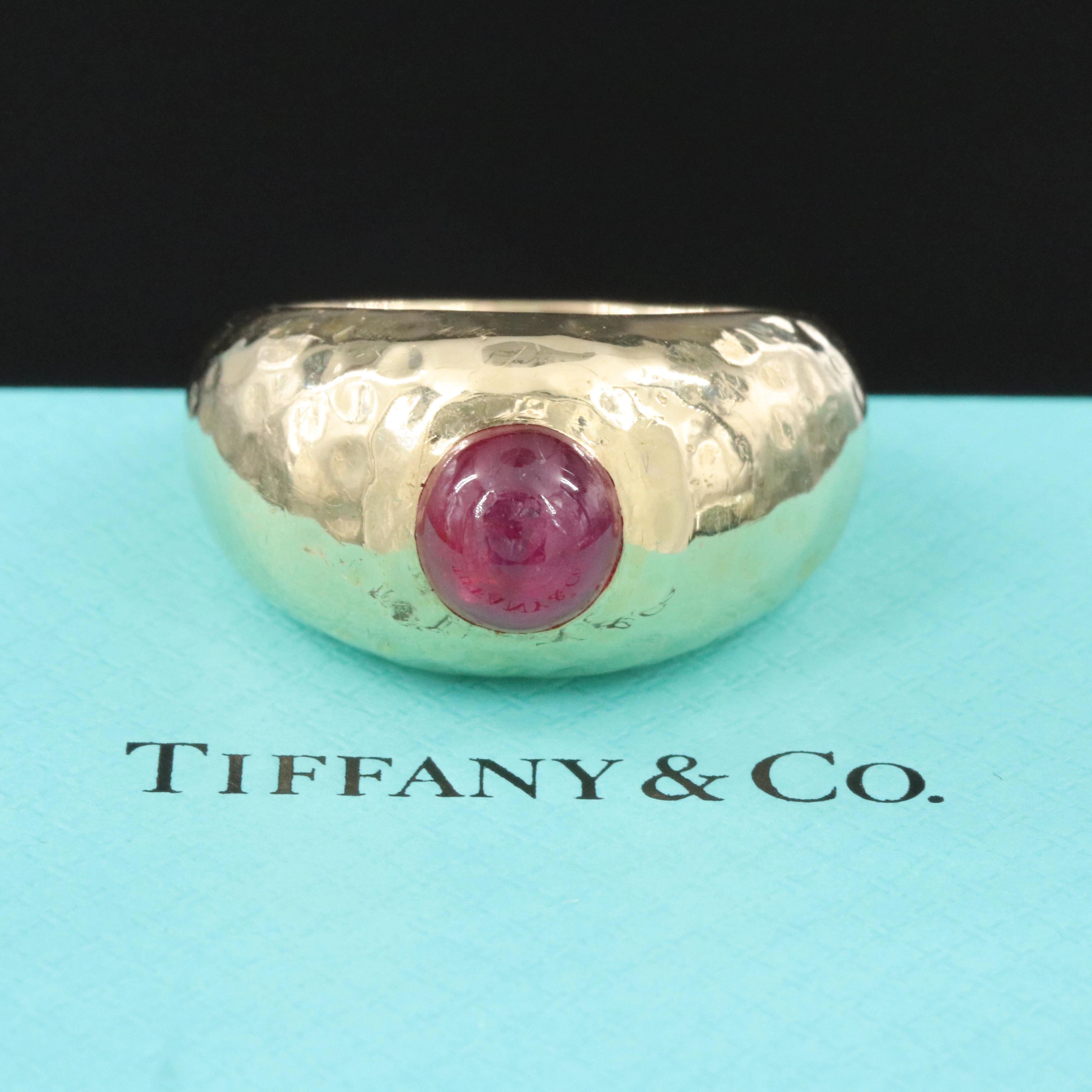 Jean Schlumberger for Tiffany & Co. 18K 3.12 CT Ruby Hammered Dome Ring
