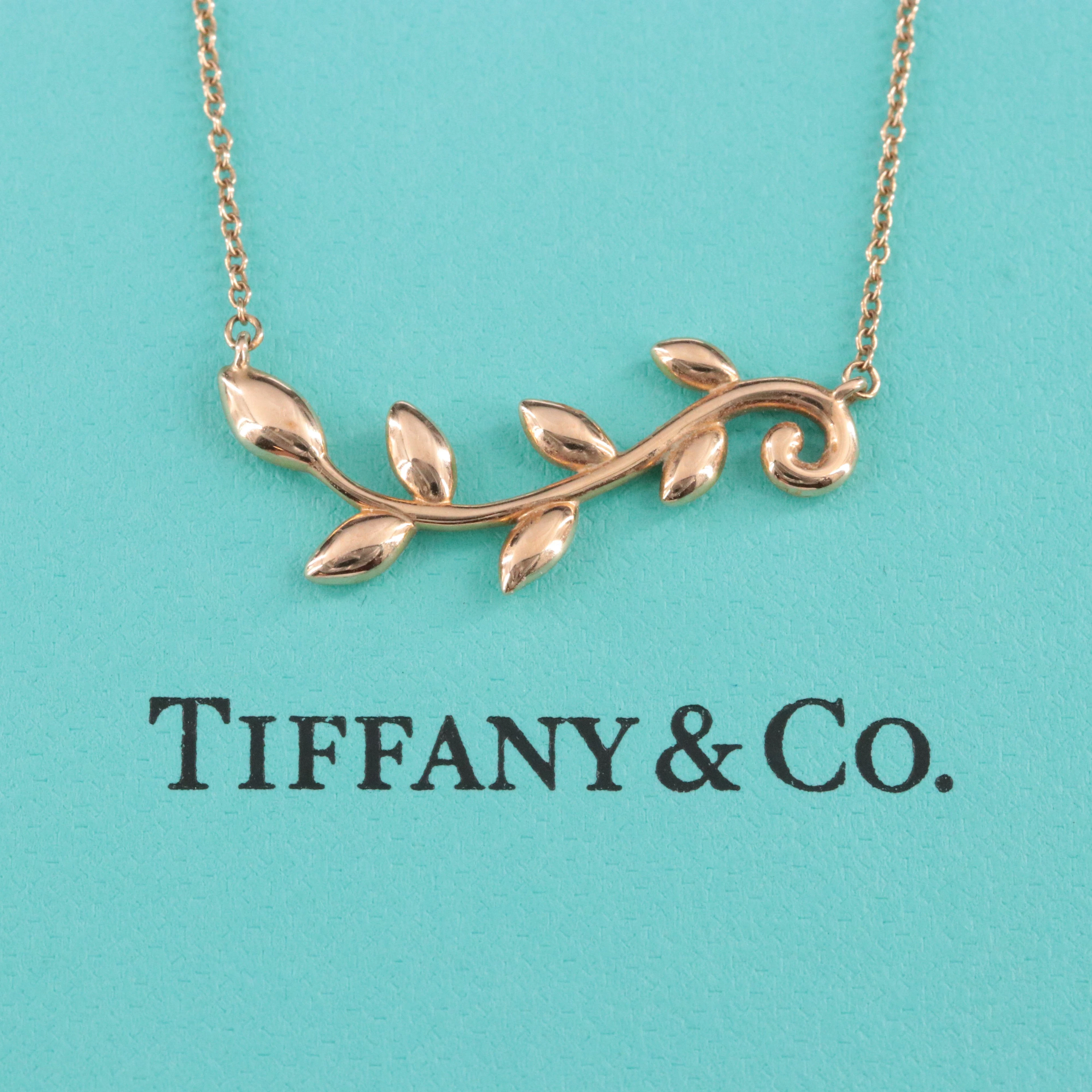 Paloma Picasso for Tiffany & Co Olive Leaf 18K Rose Gold Necklace